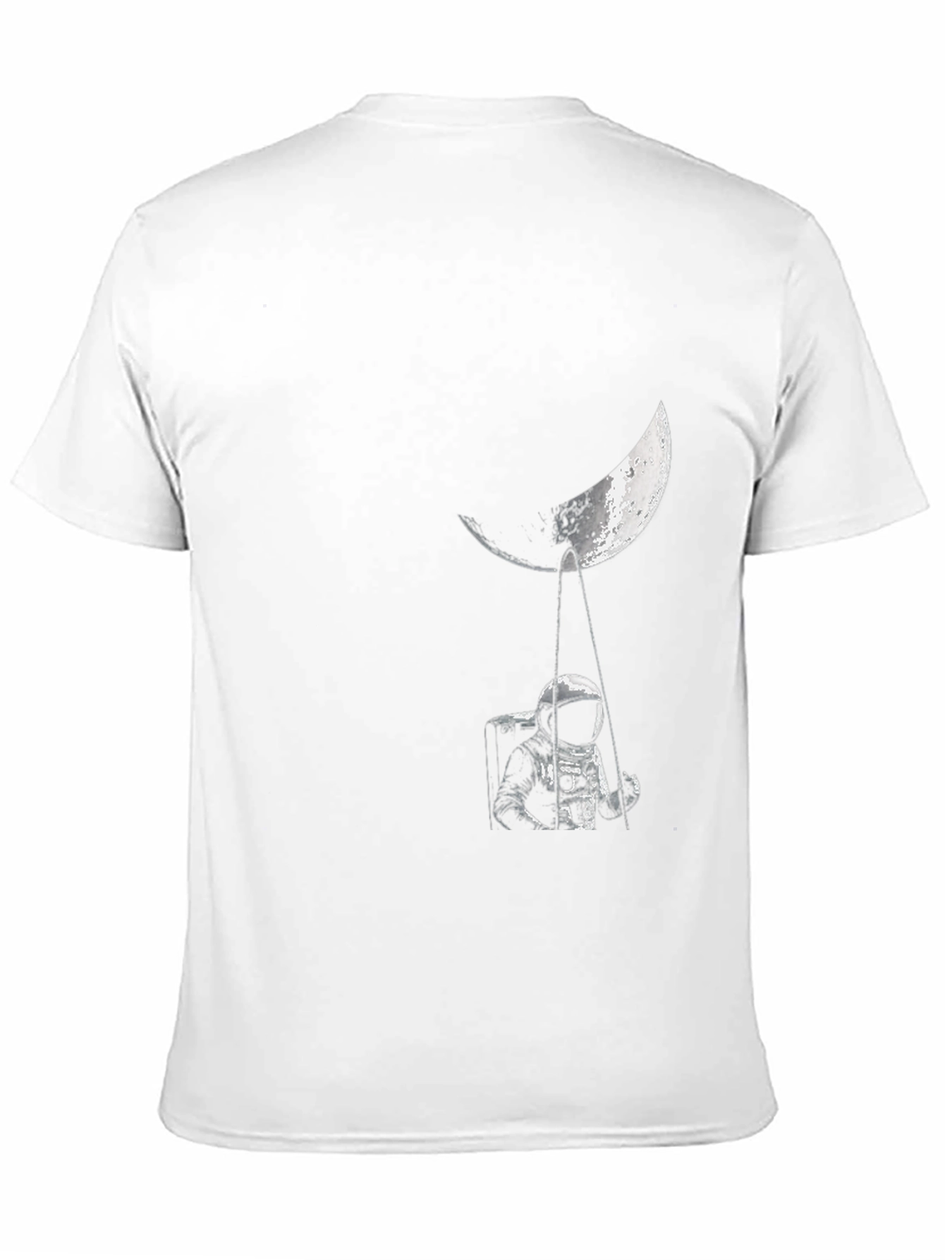 Camiseta Negra Estampada Astronauta en la Luna