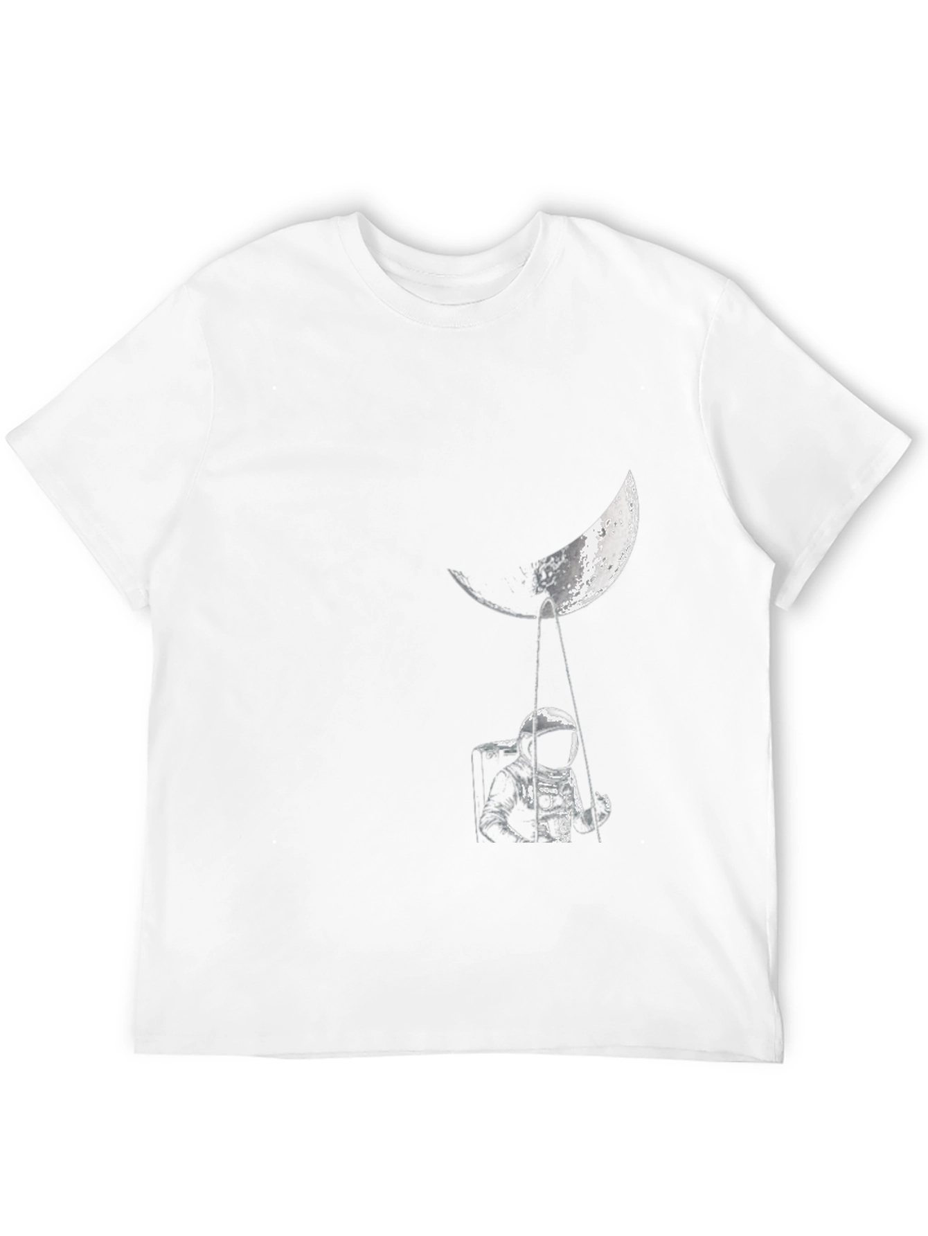 Camiseta Negra Estampada Astronauta en la Luna