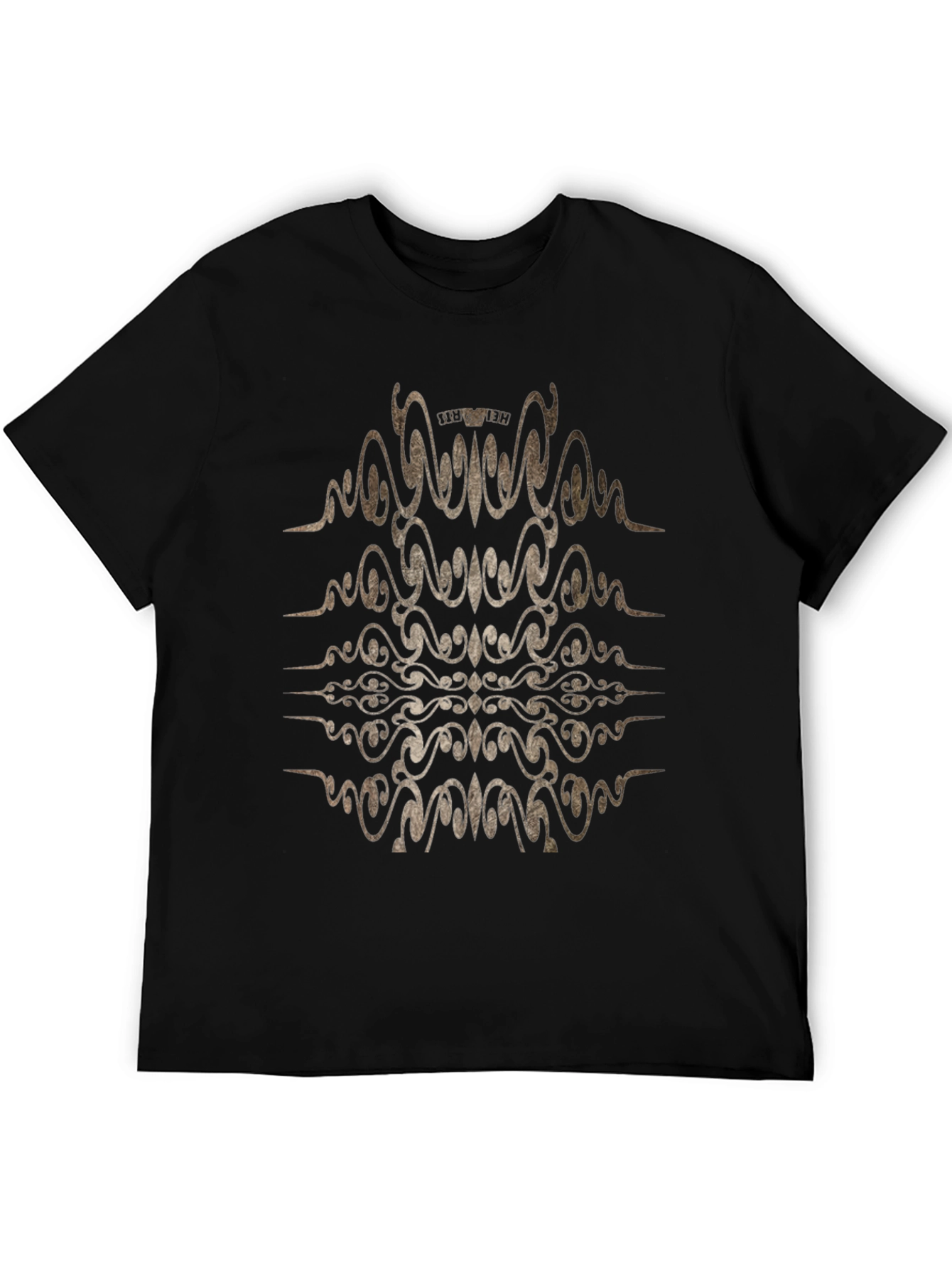 Camiseta Negra con Diseño Abstracto Dorado