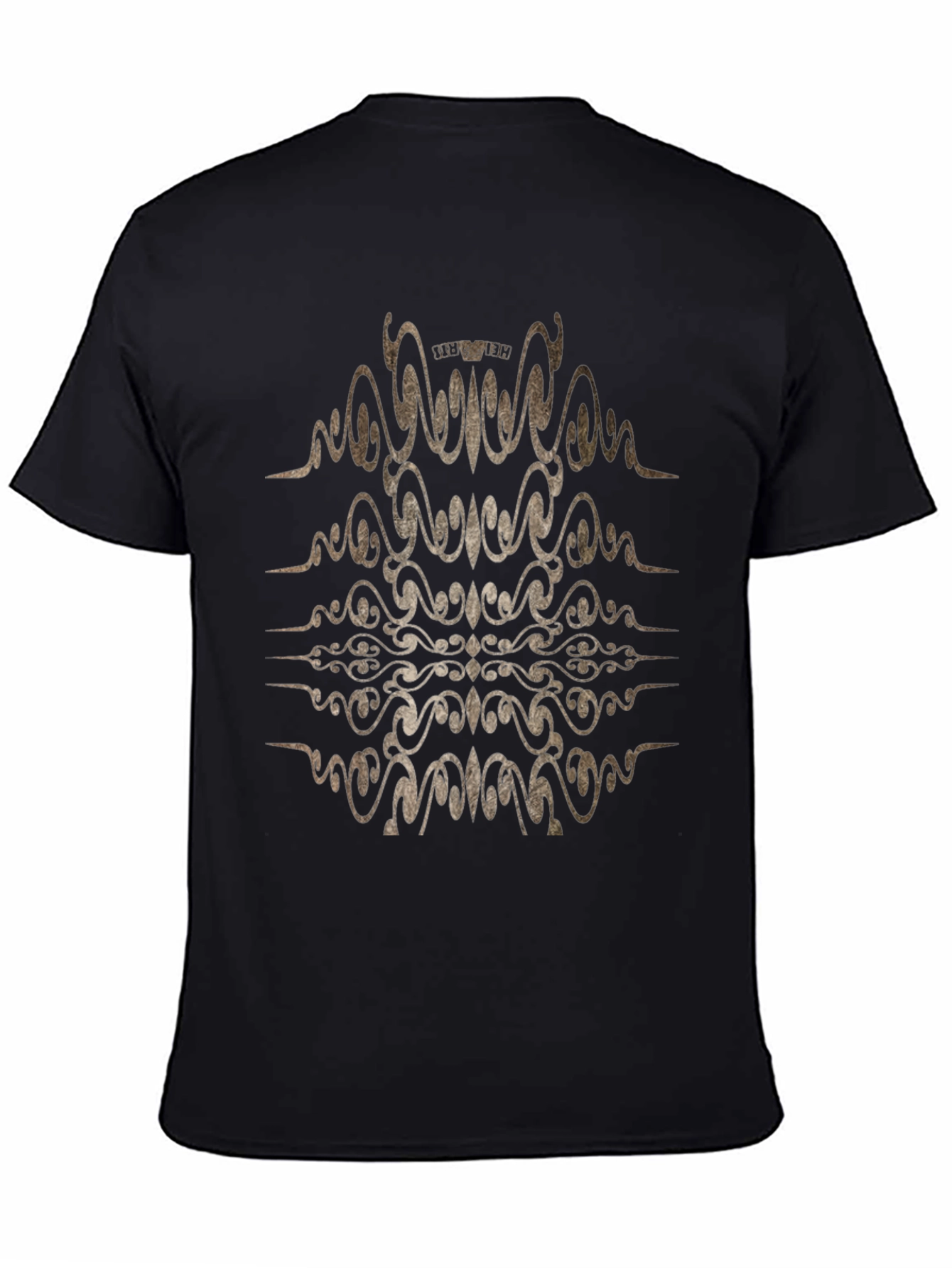 Camiseta Negra con Diseño Abstracto Dorado
