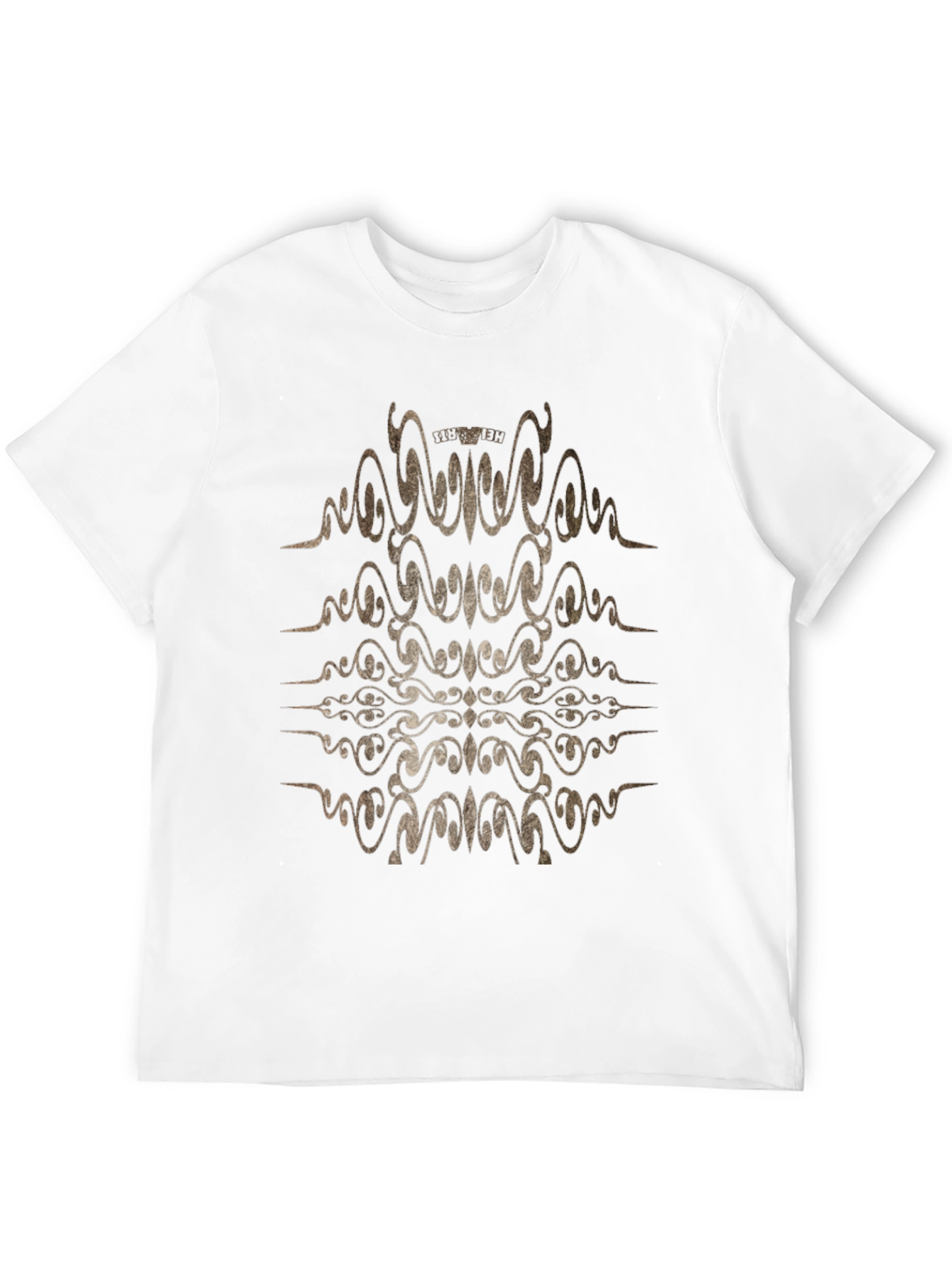 Camiseta Negra con Diseño Abstracto Dorado