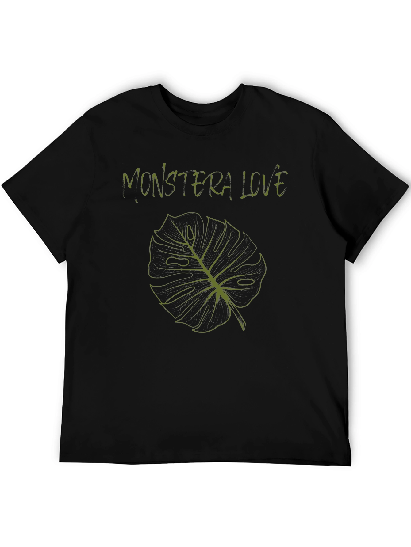 Camiseta Negra con Diseño de Hoja Monstera