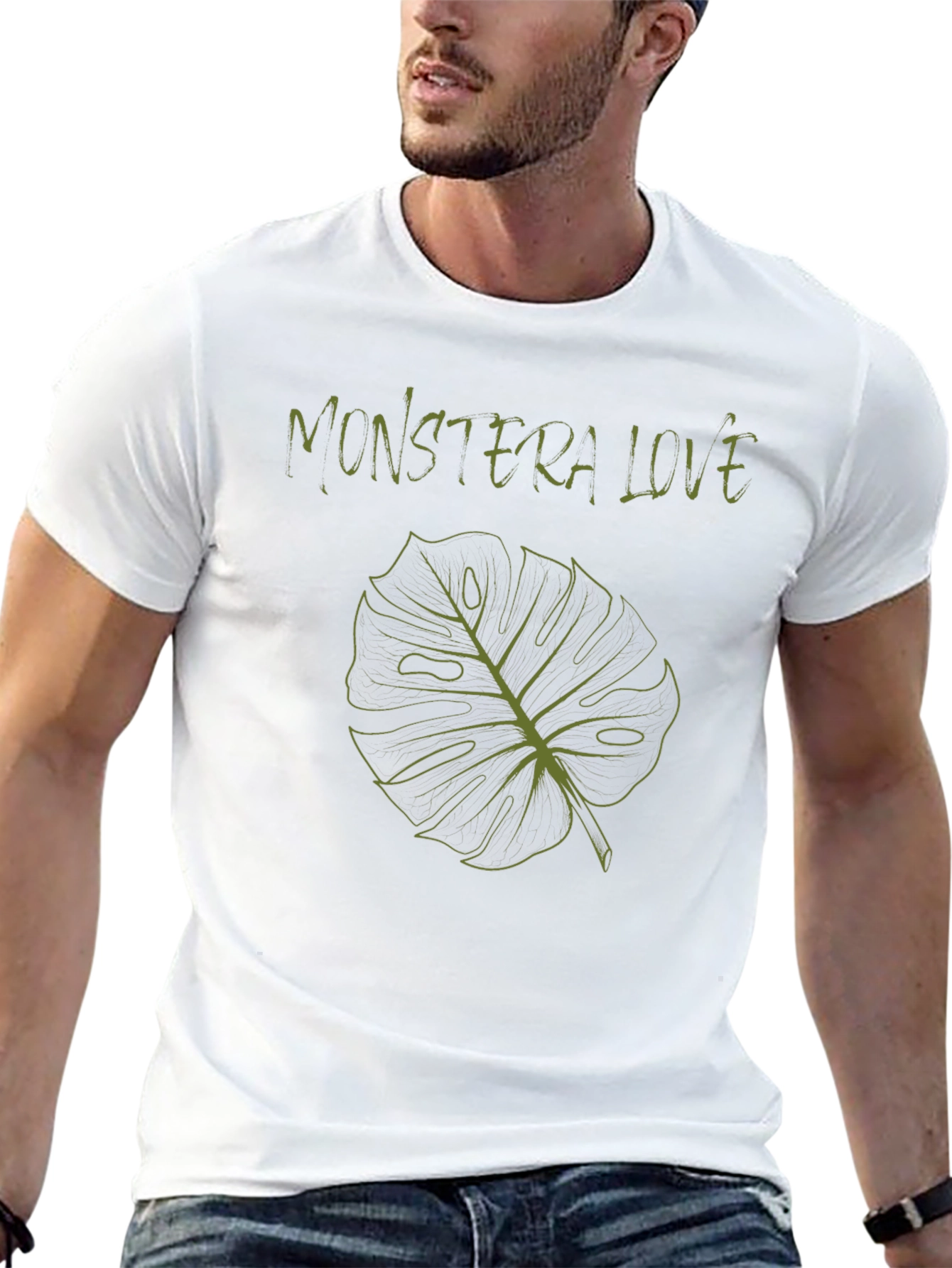 Camiseta Negra con Diseño de Hoja Monstera