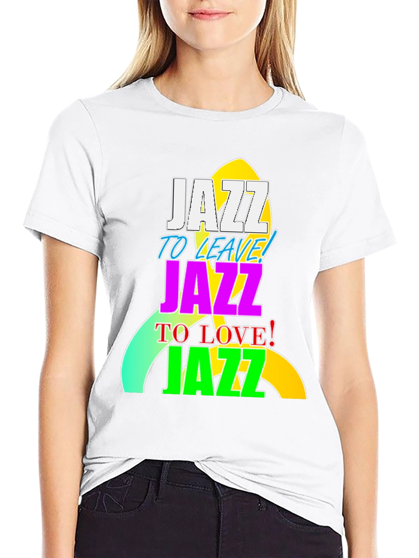 Camiseta Negra con Diseño Jazz Vibrante