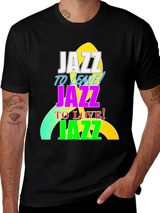Camiseta Negra con Diseño Jazz Vibrante