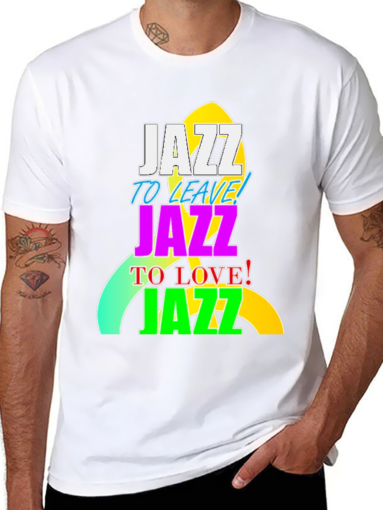 Camiseta Negra con Diseño Jazz Vibrante