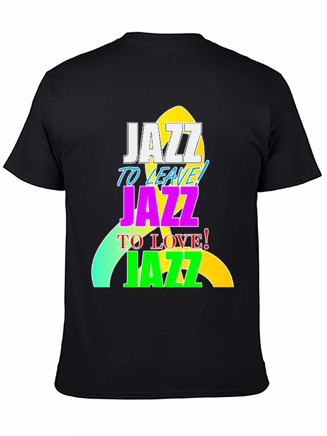 Camiseta Negra con Diseño Jazz Vibrante
