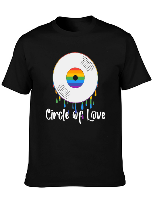 Camiseta Negra Circle of Love con Vinilo Arcoíris