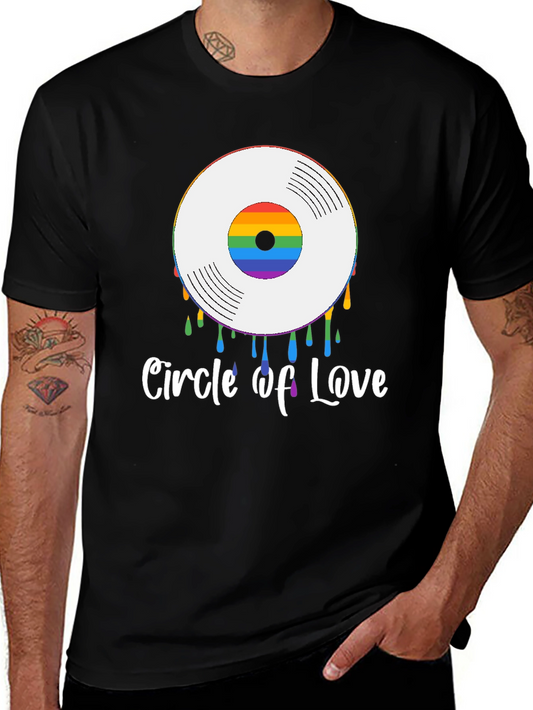 Camiseta Negra Circle of Love con Vinilo Arcoíris