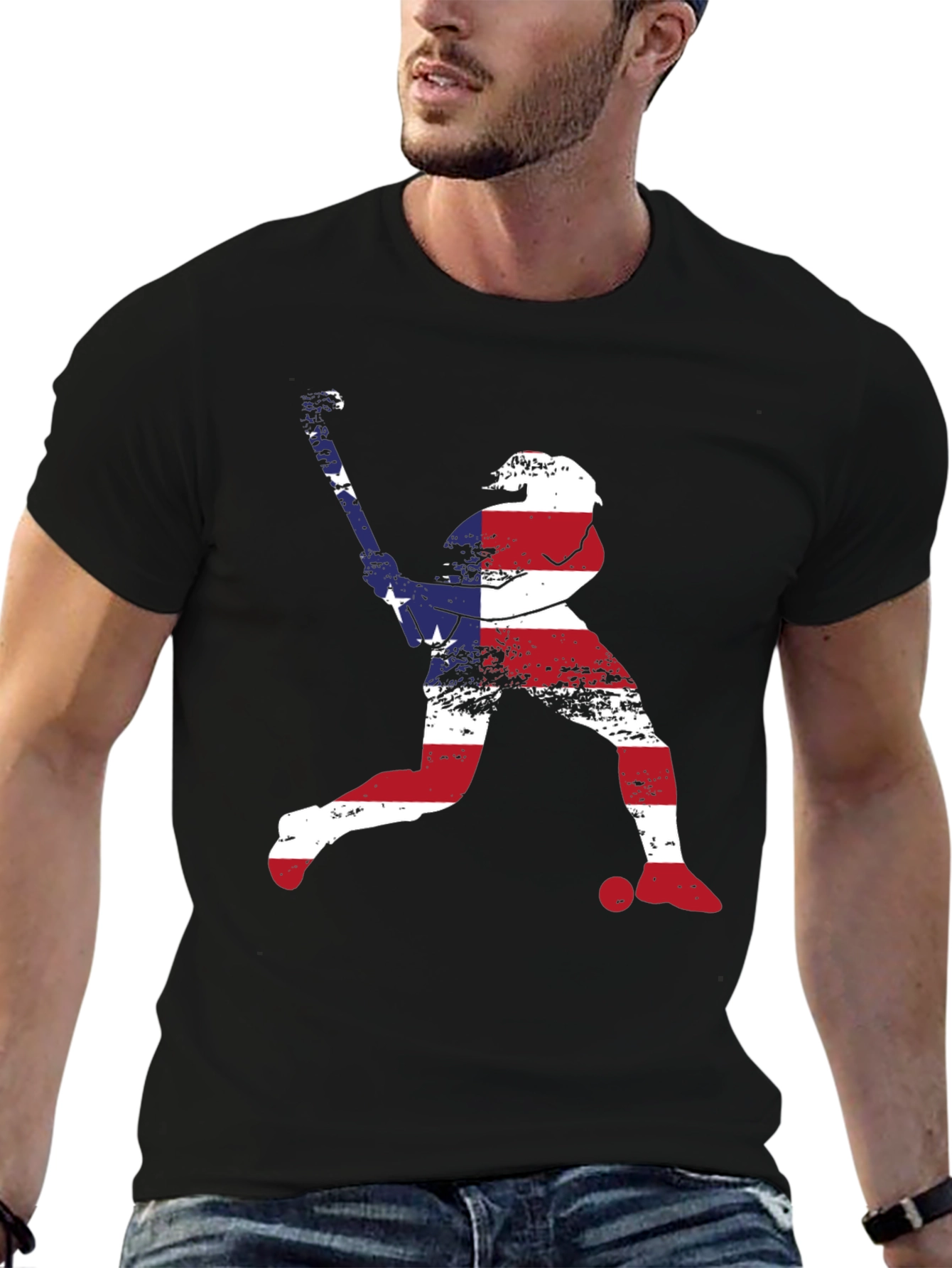 Camiseta Negra Béisbol Patriótica