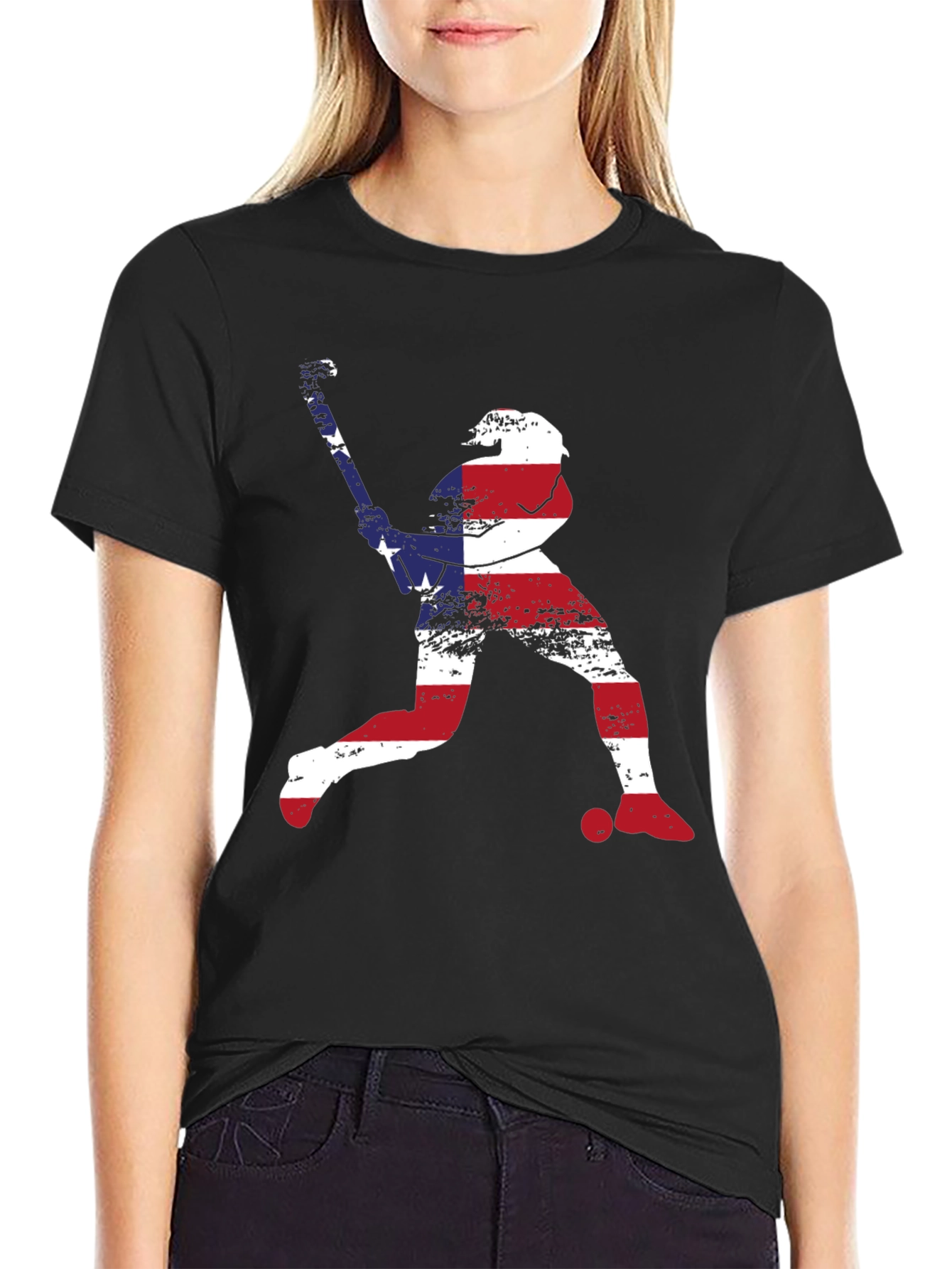 Camiseta Negra Béisbol Patriótica
