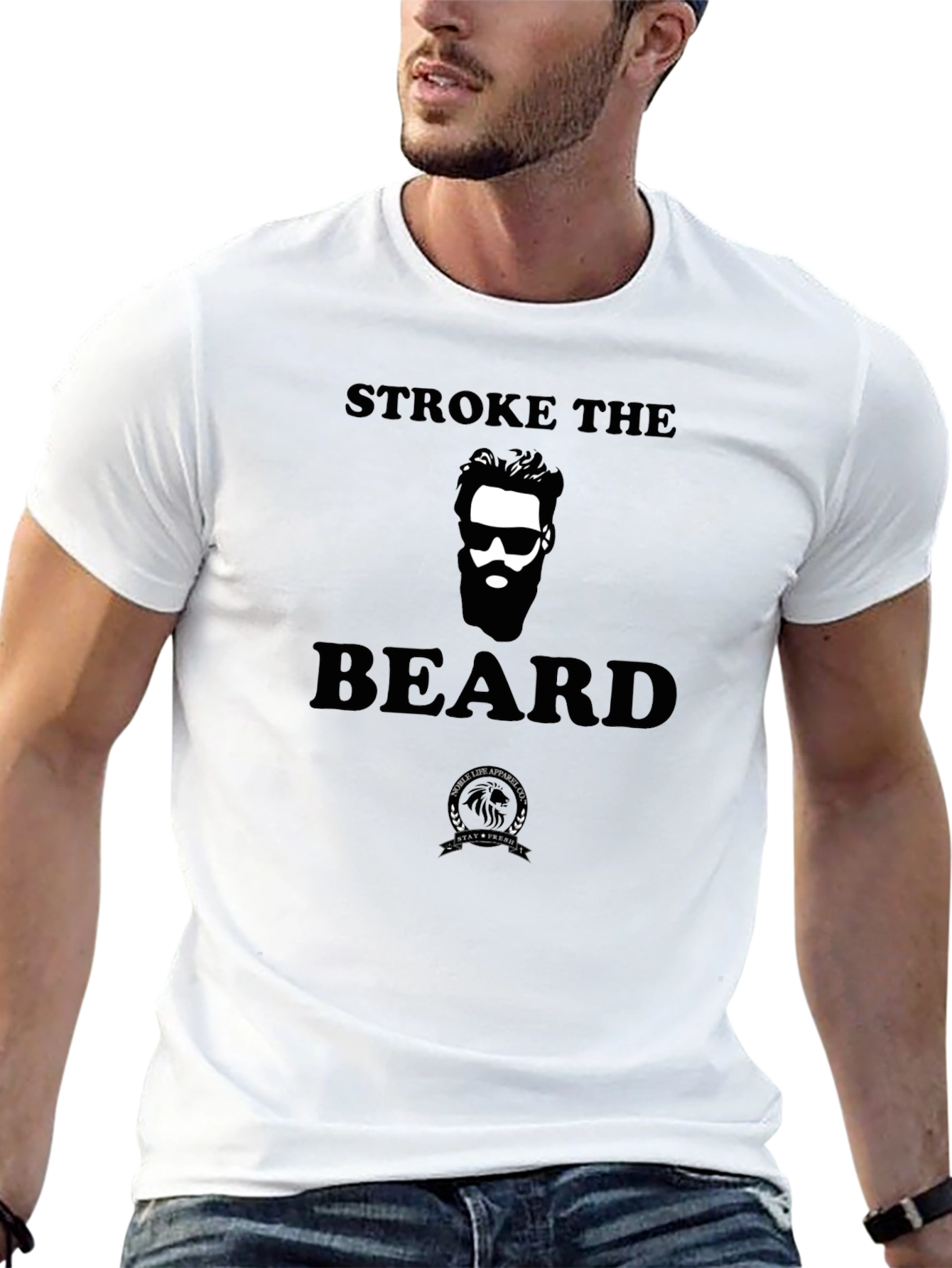 Camiseta Negra Acaricia la Barba para Hombre