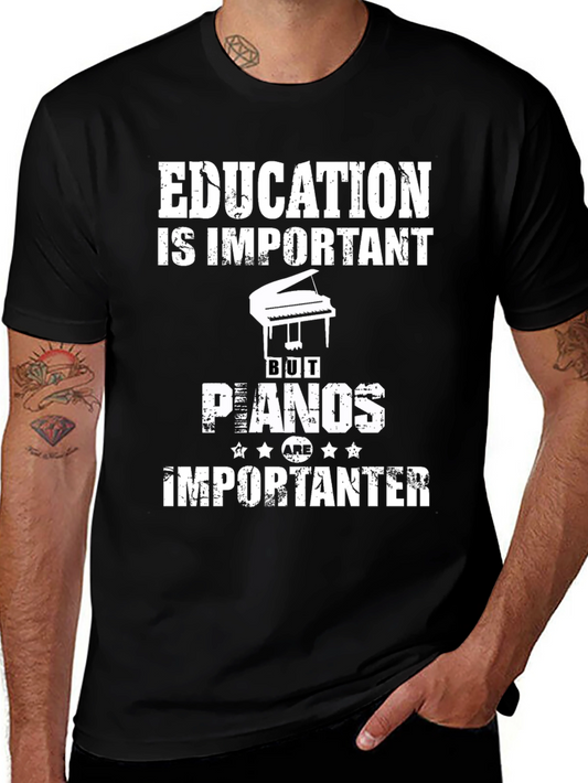 Camiseta Negra con Diseño de Piano para Amantes de la Música