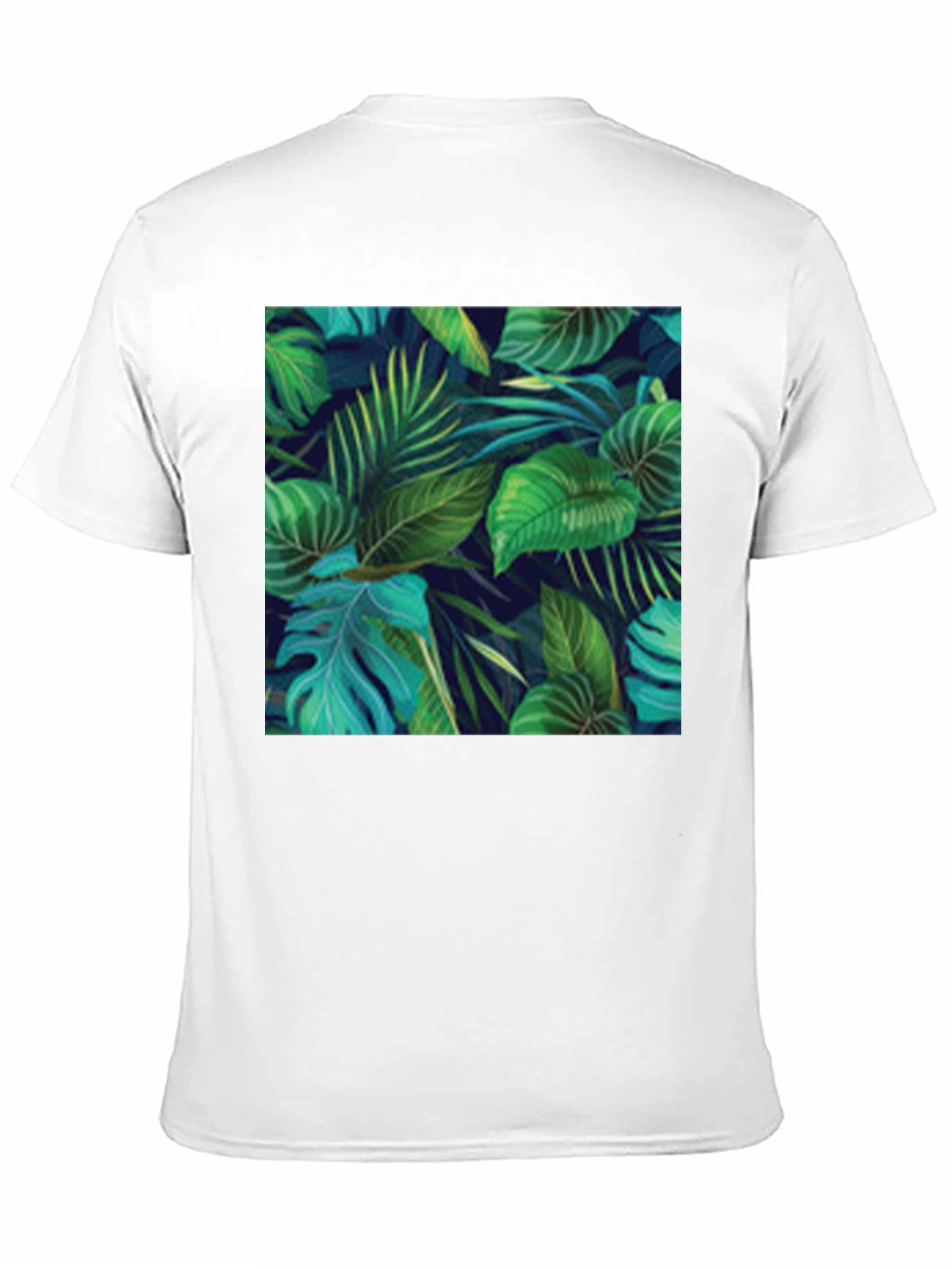 Camiseta Negra con Diseño de Hojas Tropicales