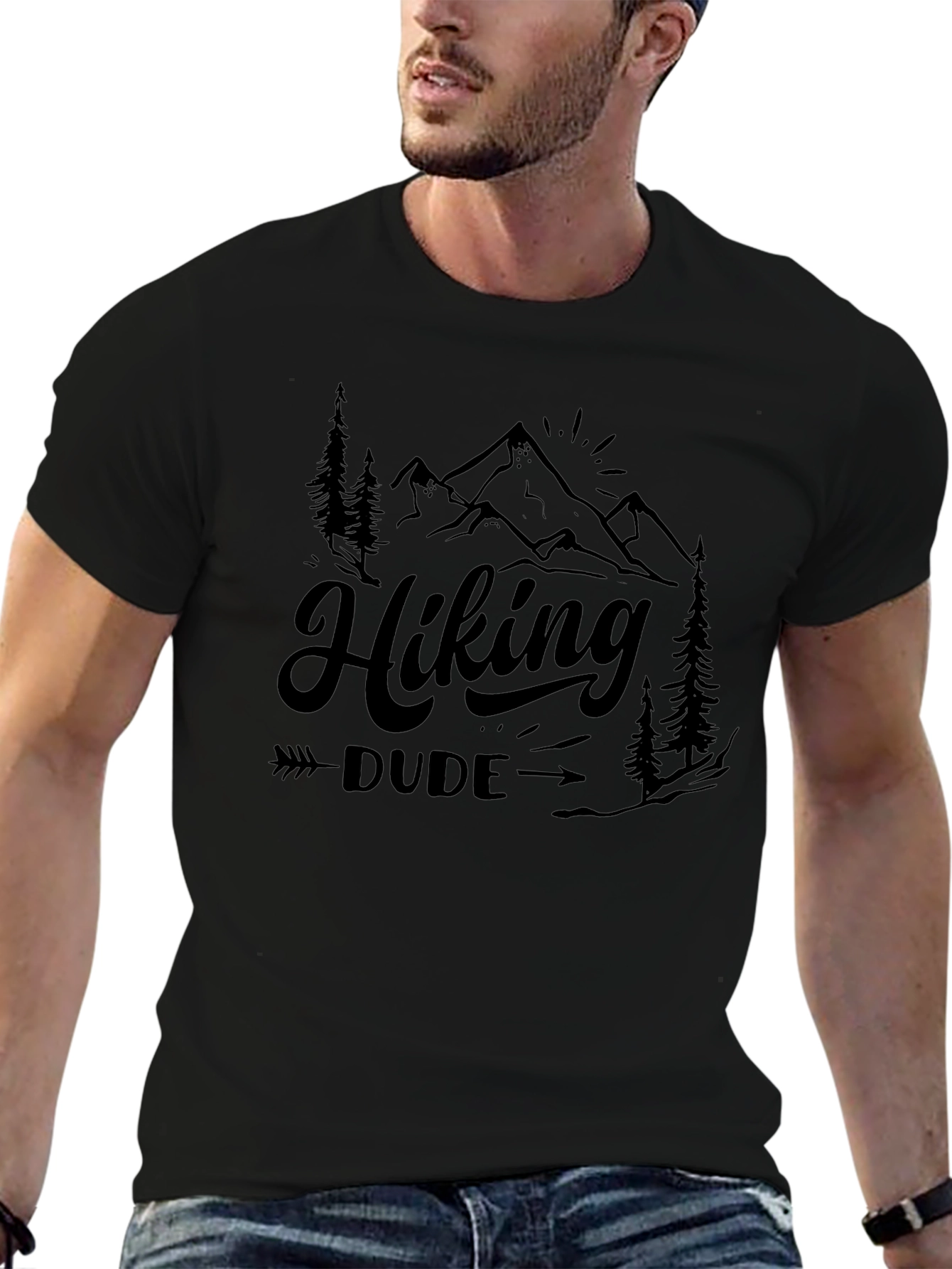 Camiseta Negra Hiking Dude - Aventura y Estilo