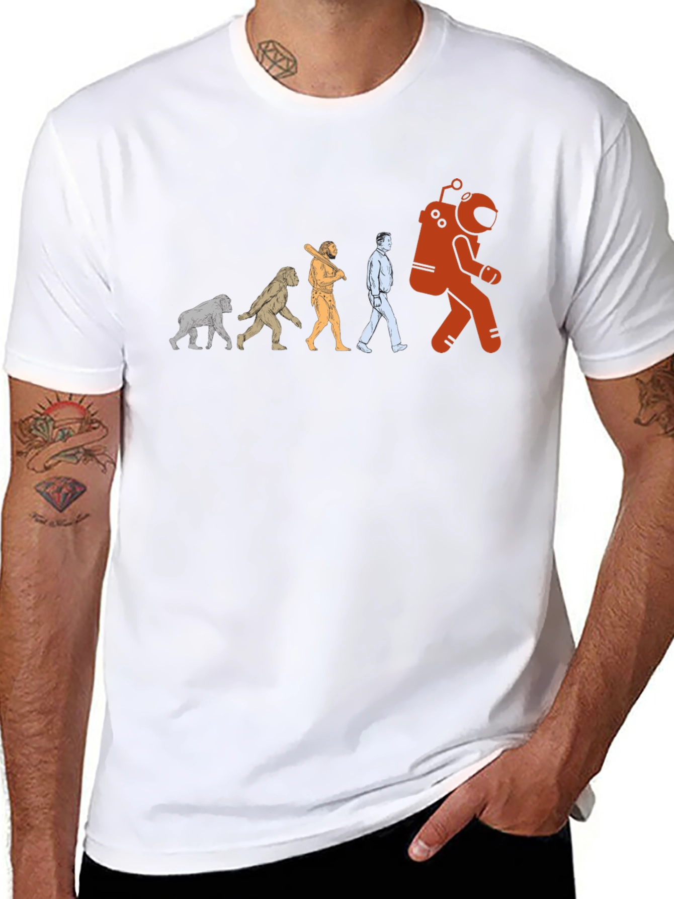 Camiseta Evolución Espacial Hombre - Diseño Divertido
