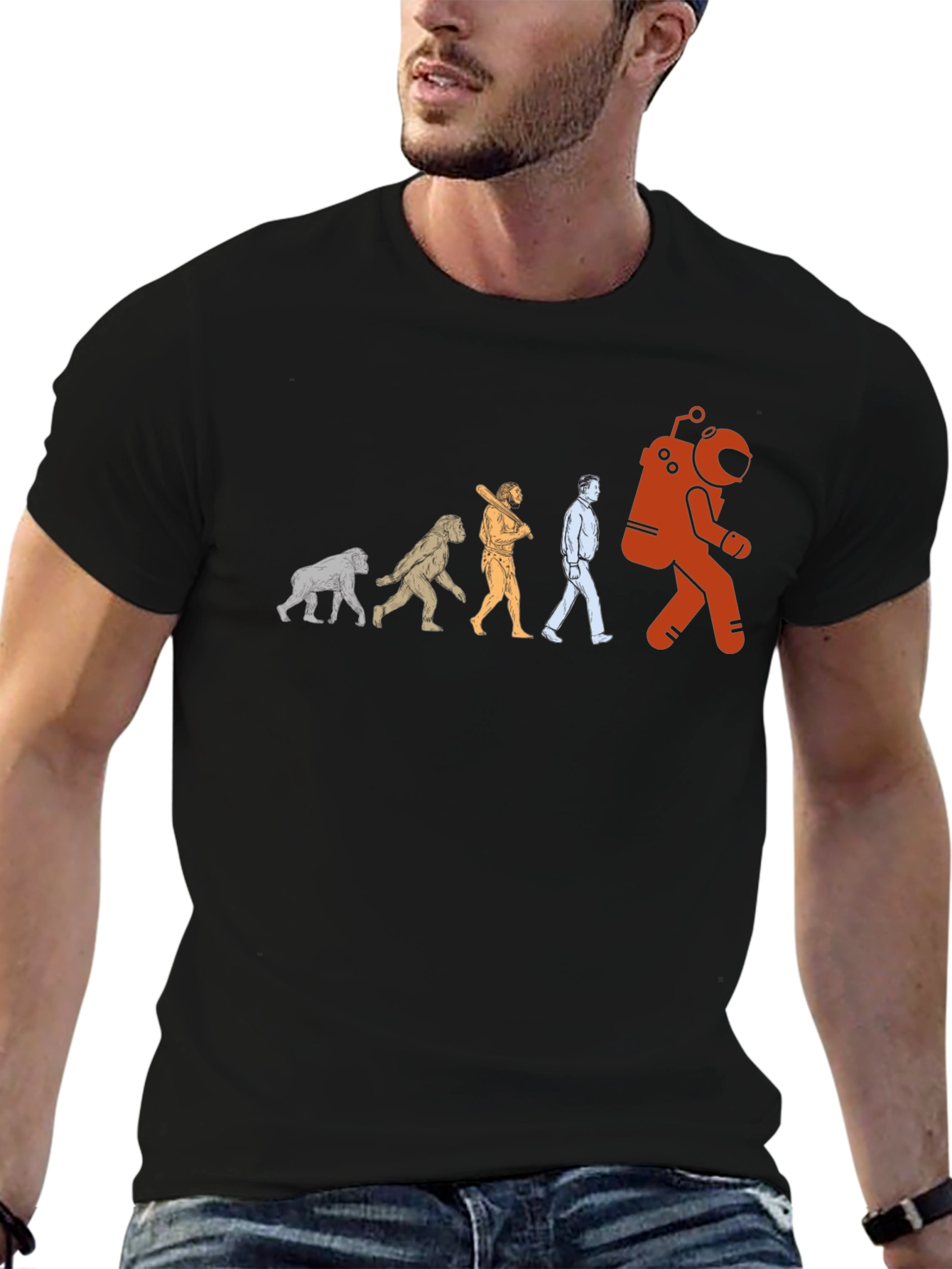 Camiseta Evolución Espacial Hombre - Diseño Divertido