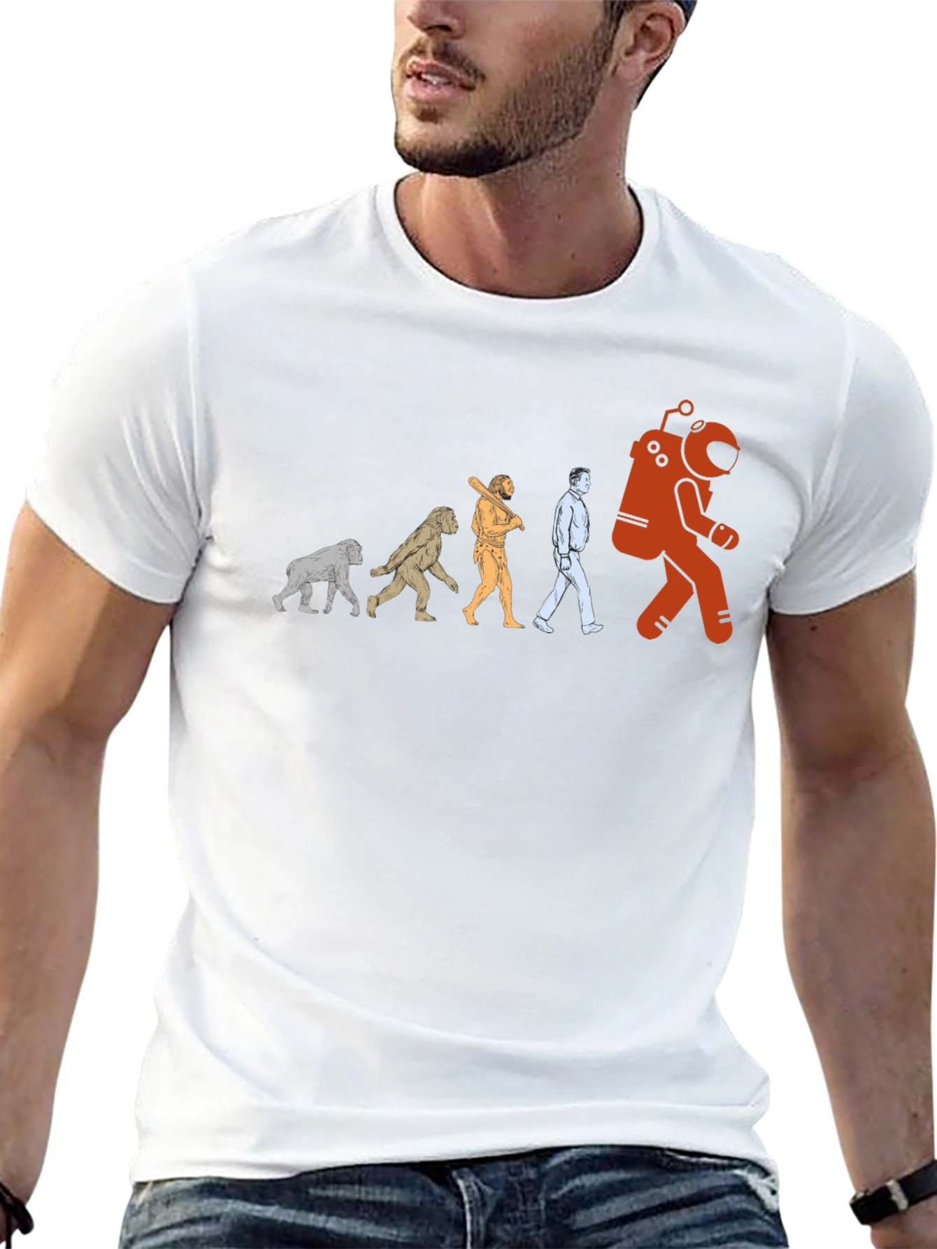 Camiseta Evolución Espacial Hombre - Diseño Divertido