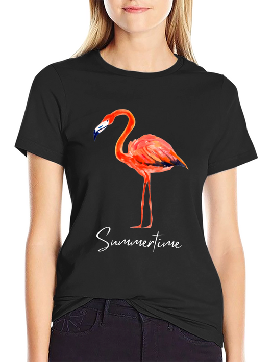 Camiseta Negra con Flamenco - Estilo Veraniego