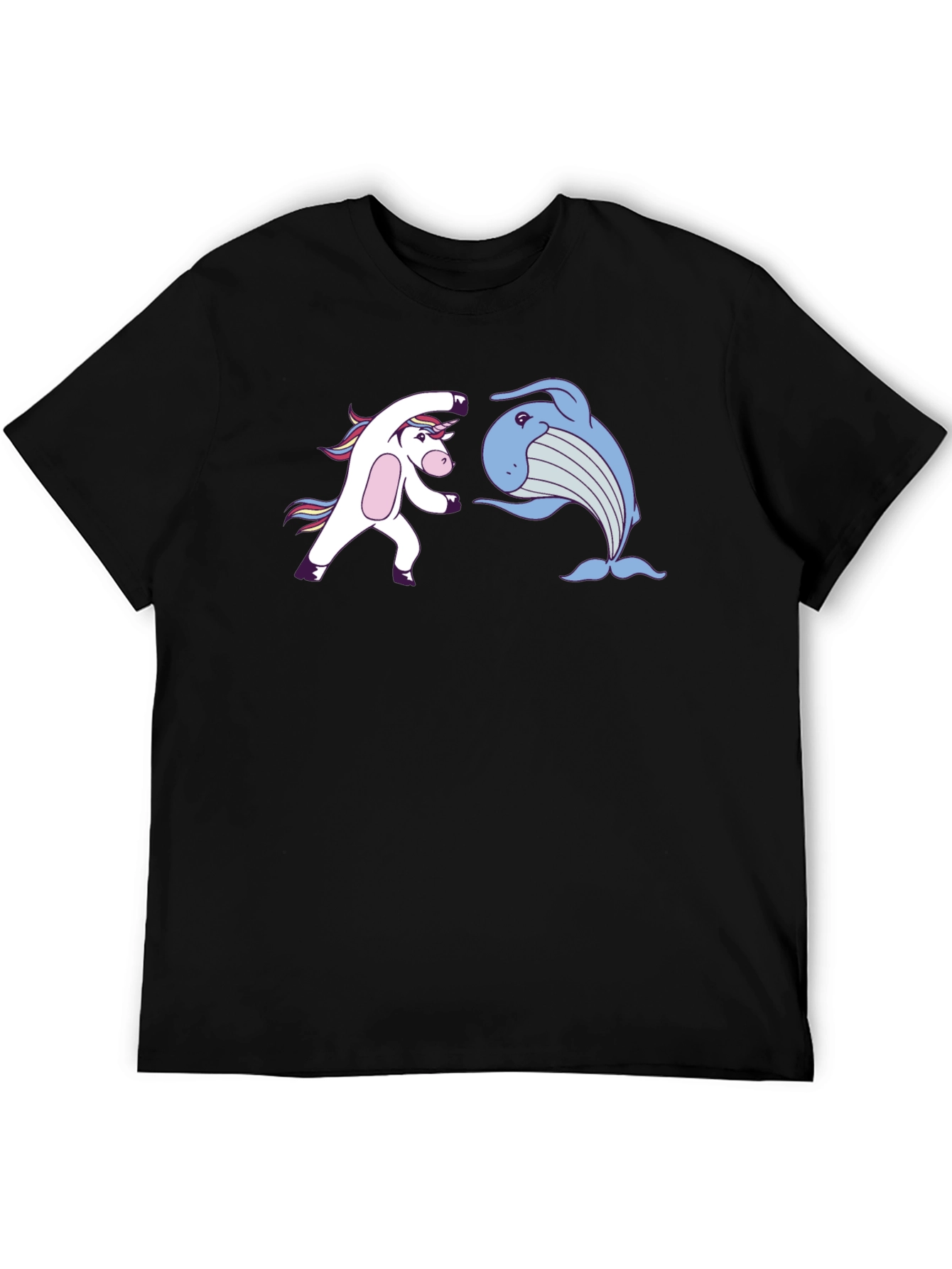 Camiseta Negra: Unicornio vs Ballena