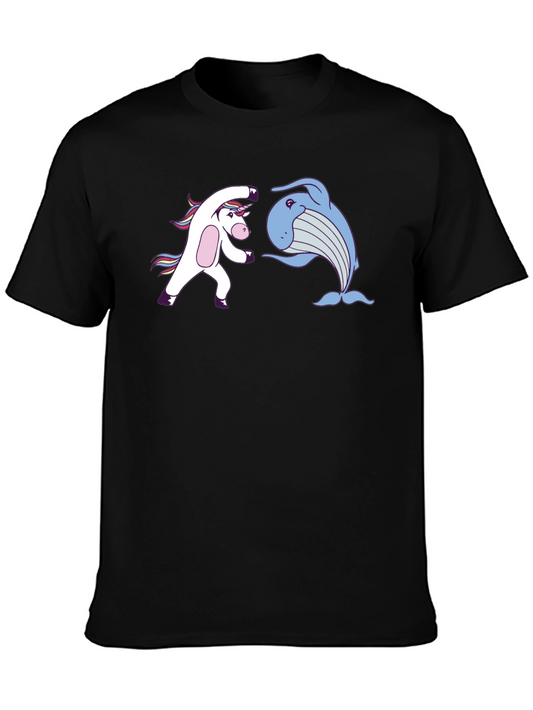 Camiseta Negra: Unicornio vs Ballena