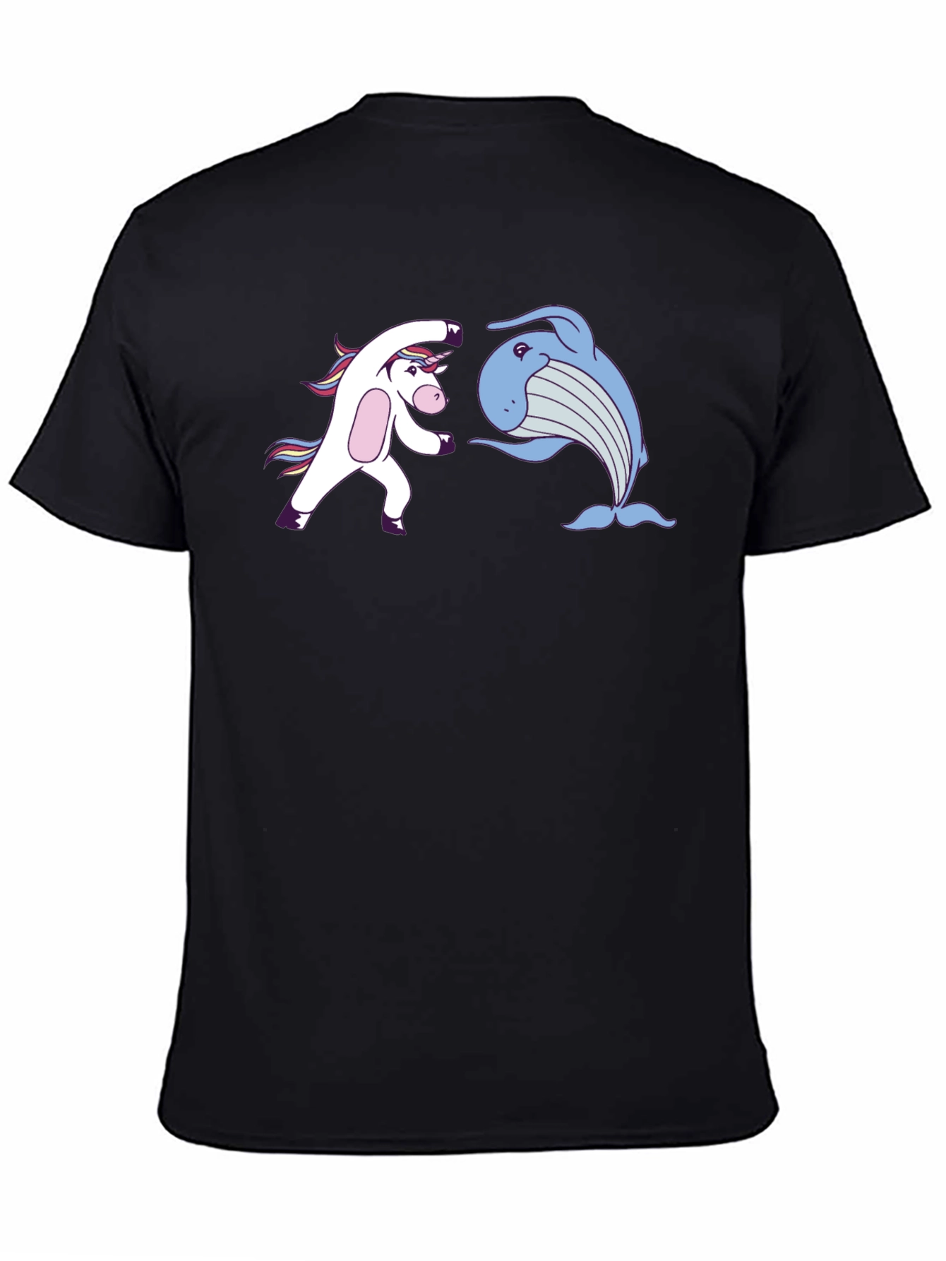 Camiseta Negra: Unicornio vs Ballena