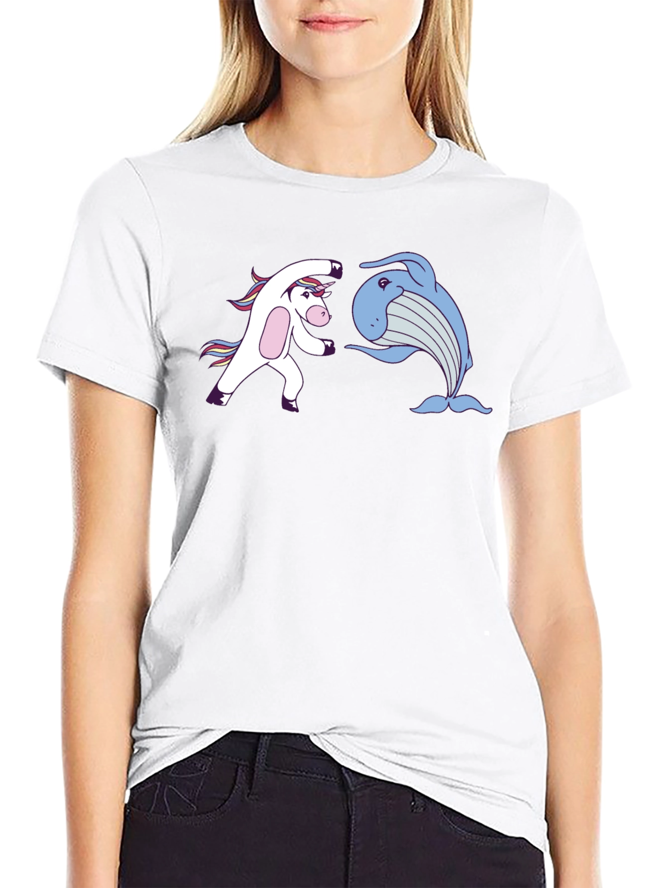 Camiseta Negra: Unicornio vs Ballena