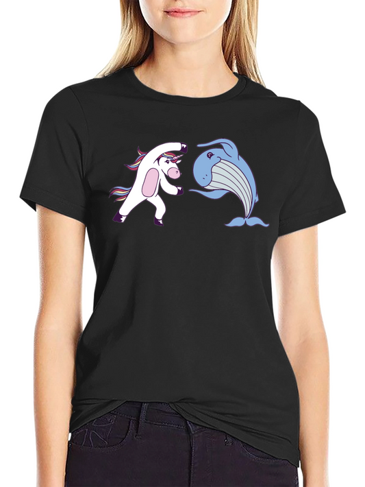 Camiseta Negra: Unicornio vs Ballena