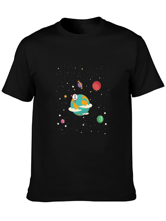 Camiseta Negra con Diseño Espacial Estás Aquí