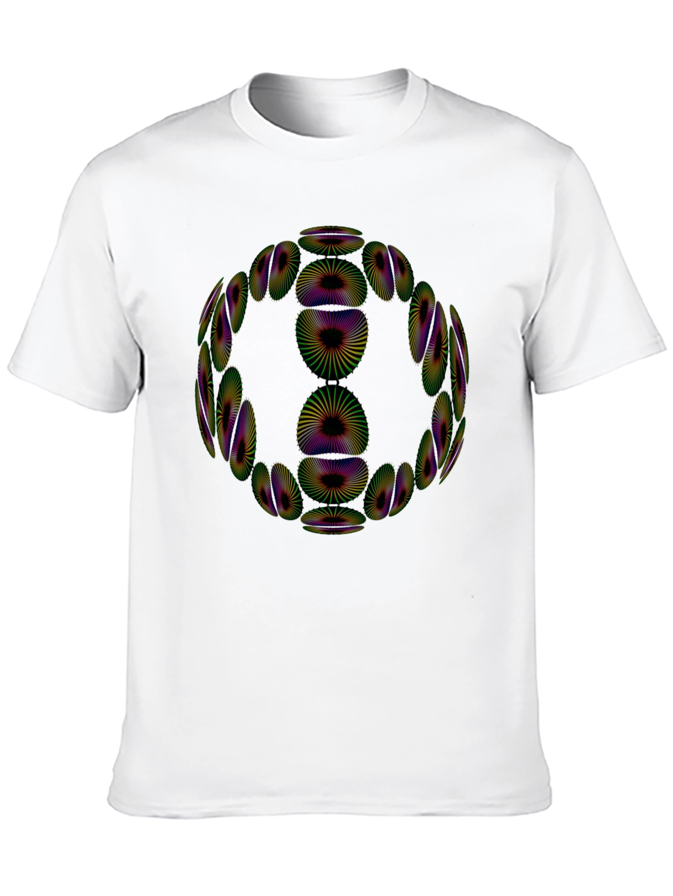 Camiseta Negra Diseño Geométrico Psicodélico
