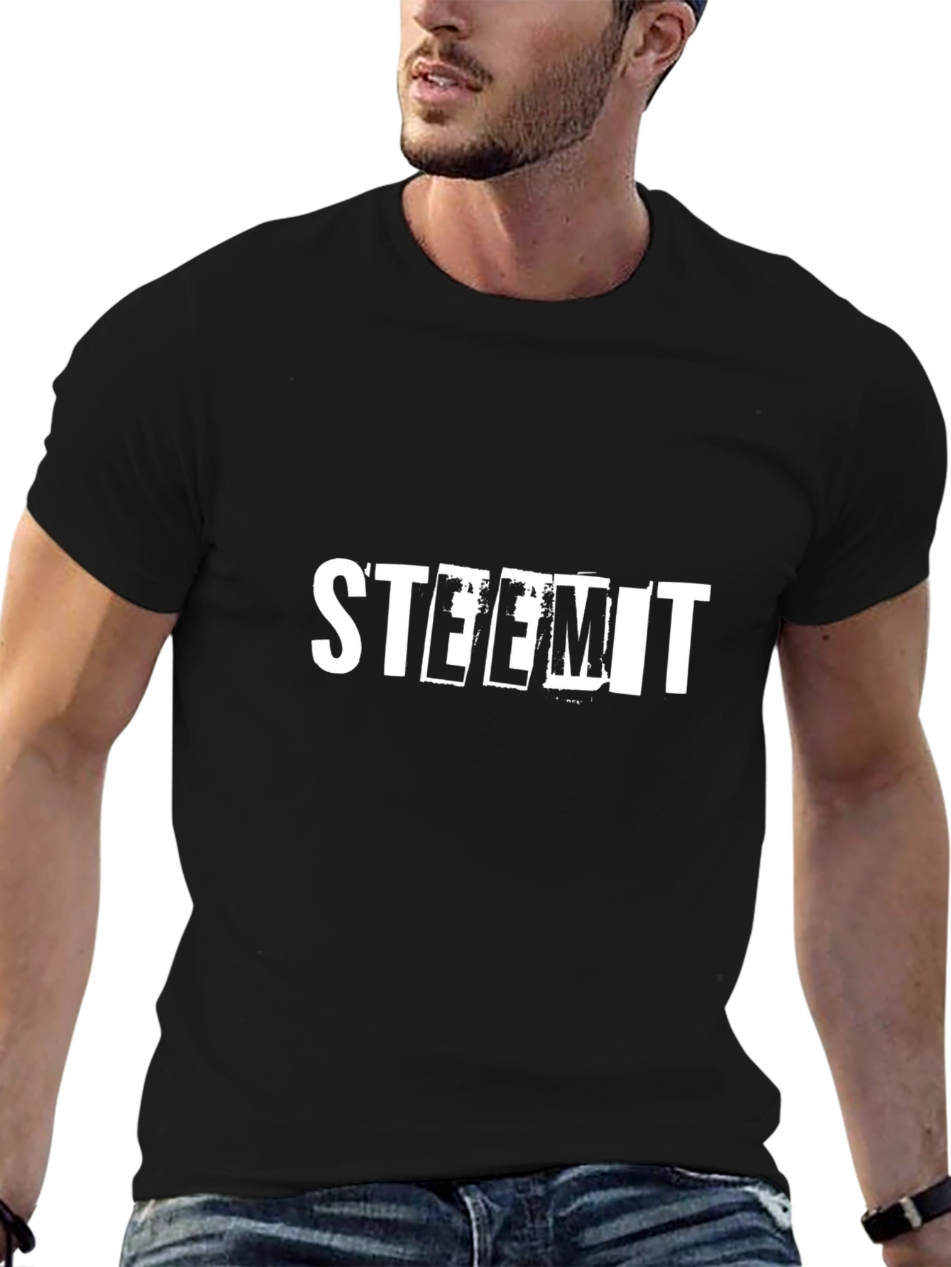 Camiseta Negra Steemit - Diseño Moderno