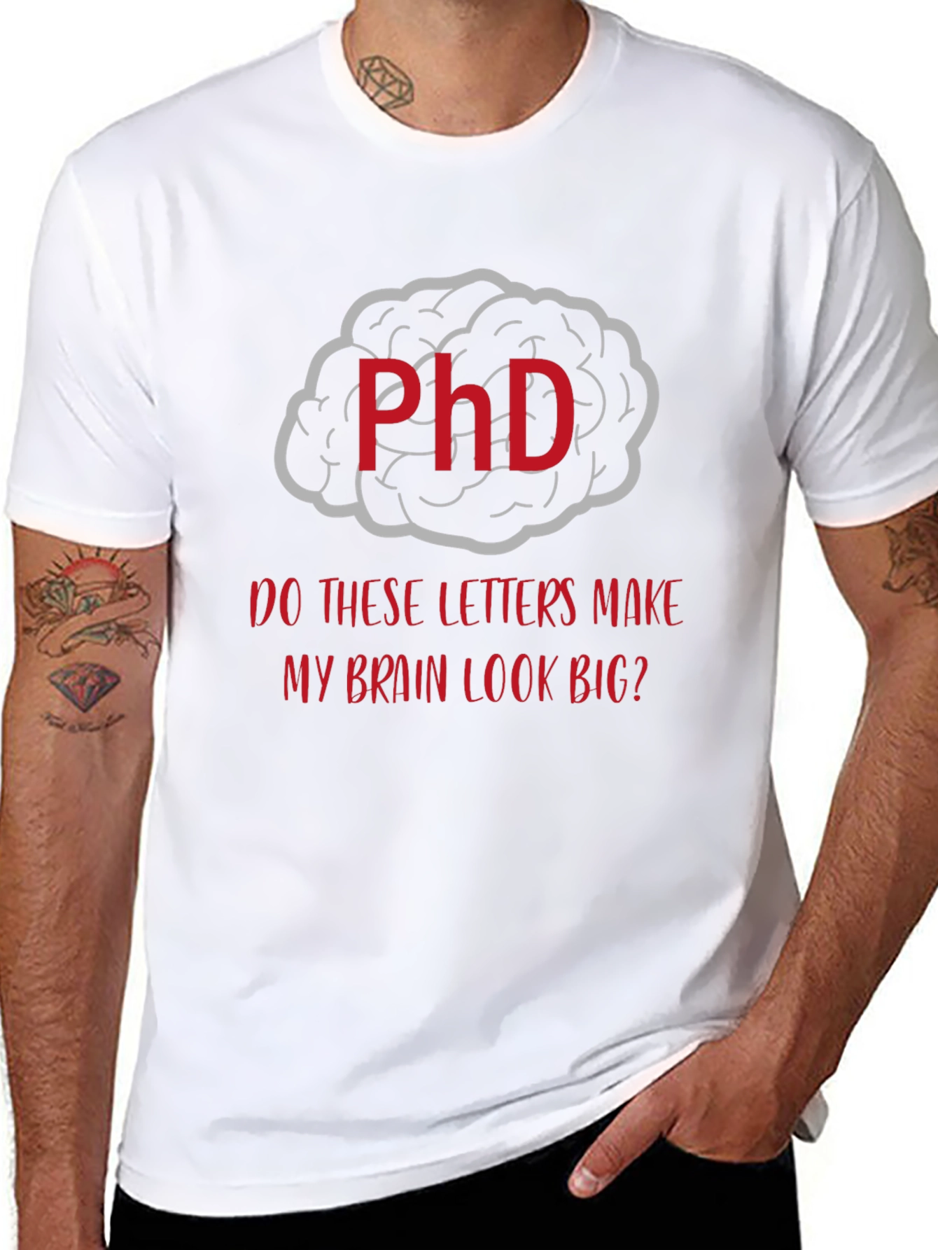 Camiseta Negra PhD Cerebro Grande Hombre