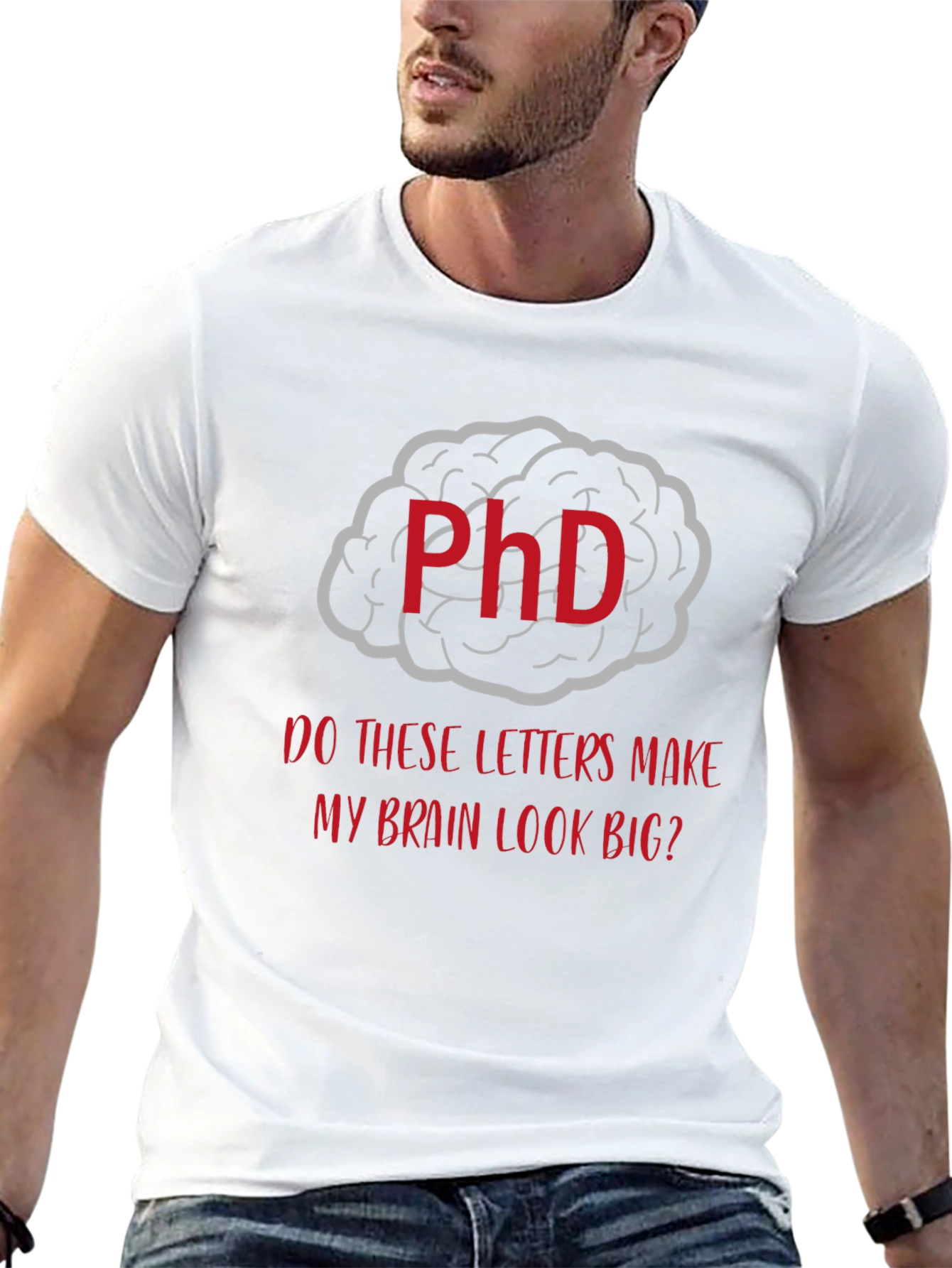 Camiseta Negra PhD Cerebro Grande Hombre