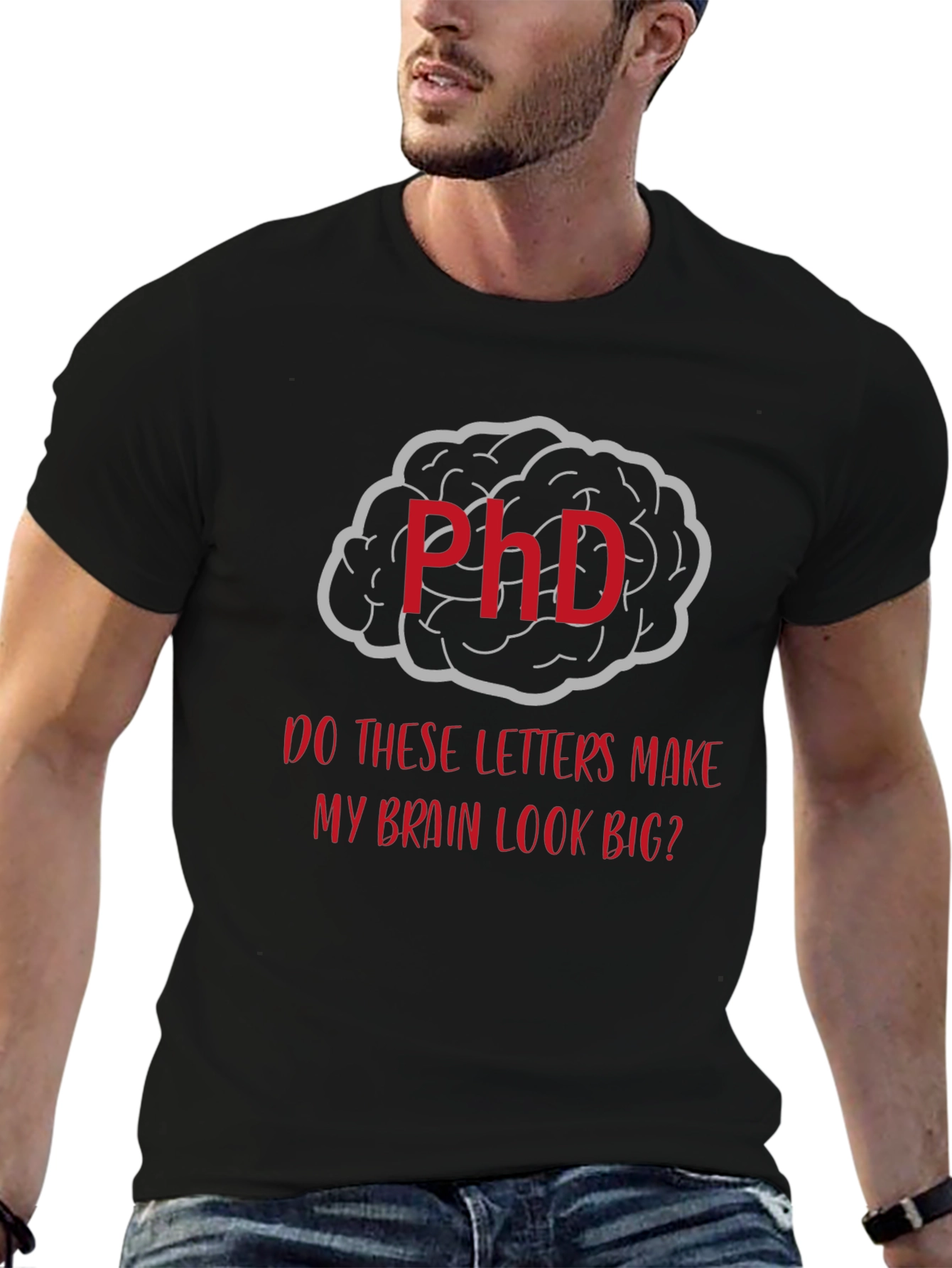 Camiseta Negra PhD Cerebro Grande Hombre