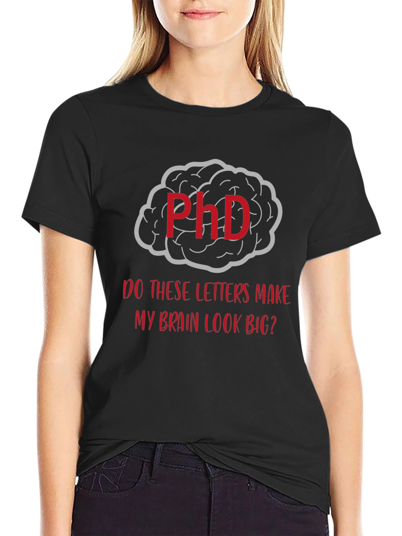 Camiseta Negra PhD Cerebro Grande Hombre