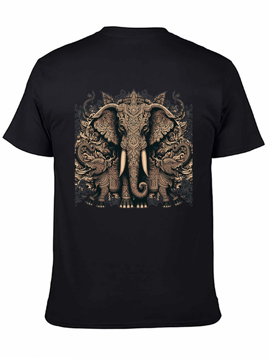 Camiseta Negra con Diseño de Elefante Tribal