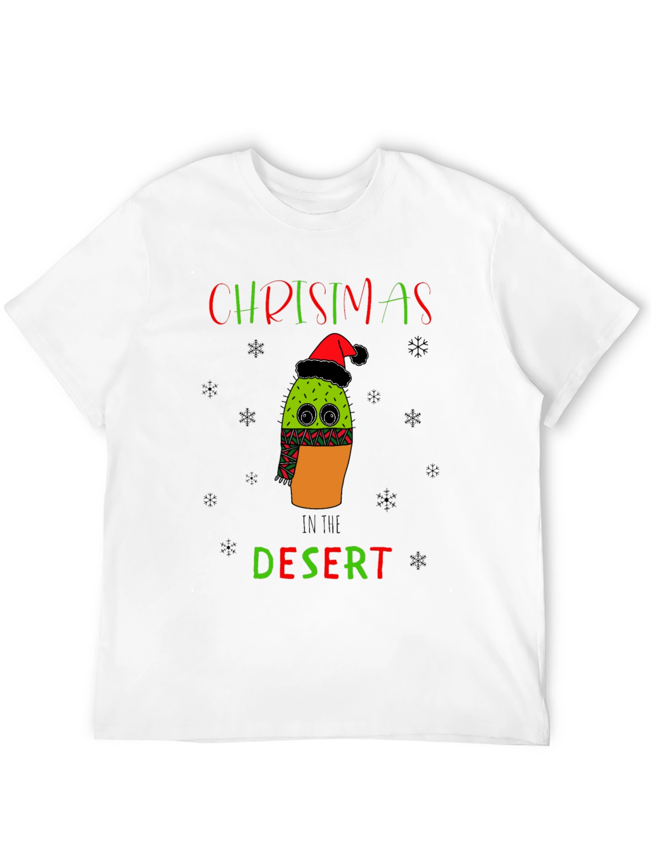 Camiseta Navideña con Diseño de Cactus en el Desierto