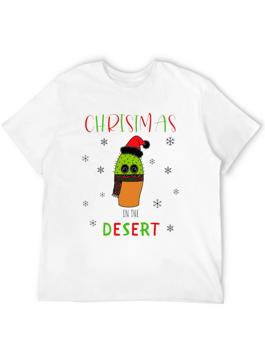 Camiseta Navideña con Diseño de Cactus en el Desierto