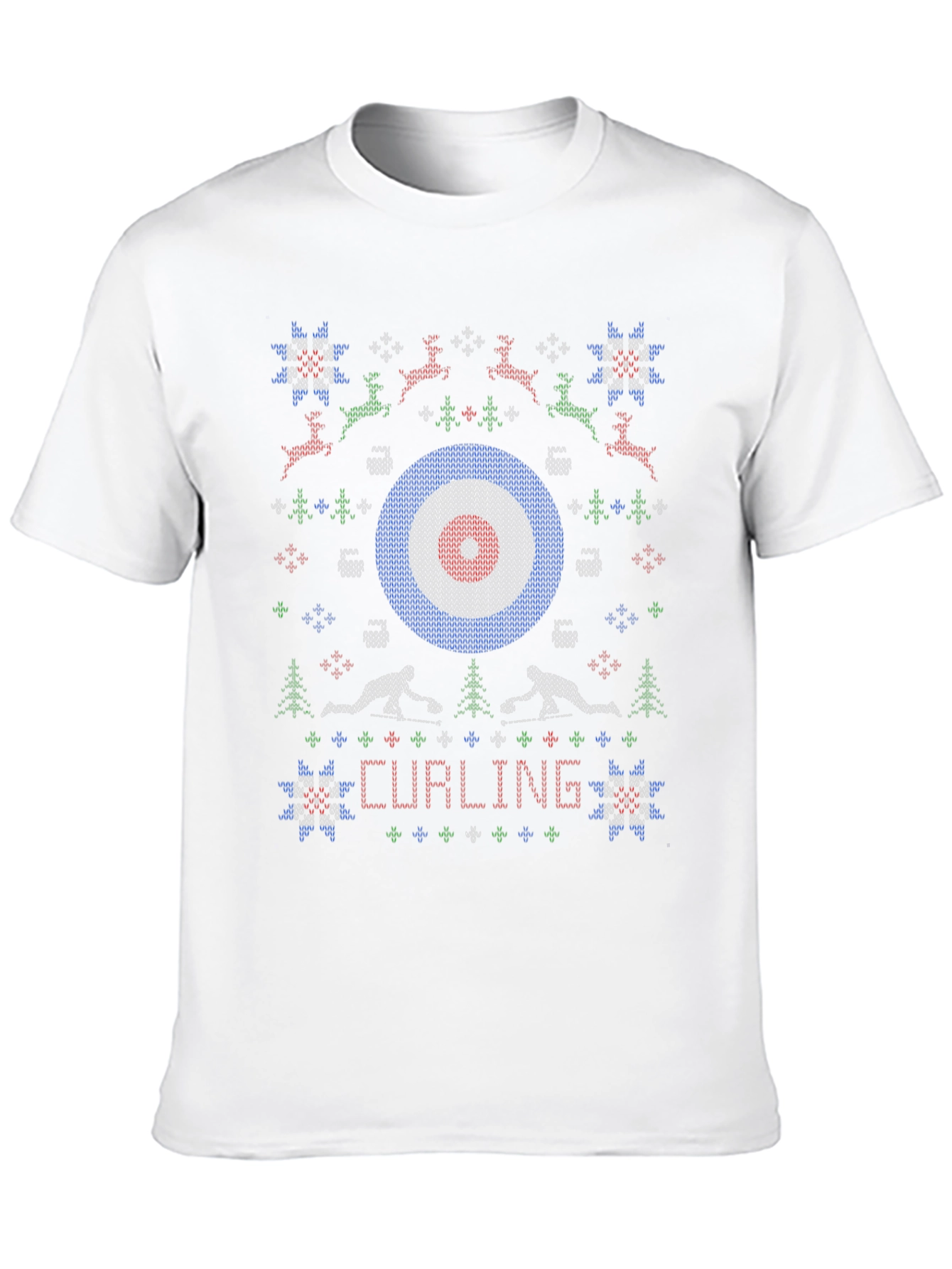 Camiseta Negra Navideña con Diseño de Curling