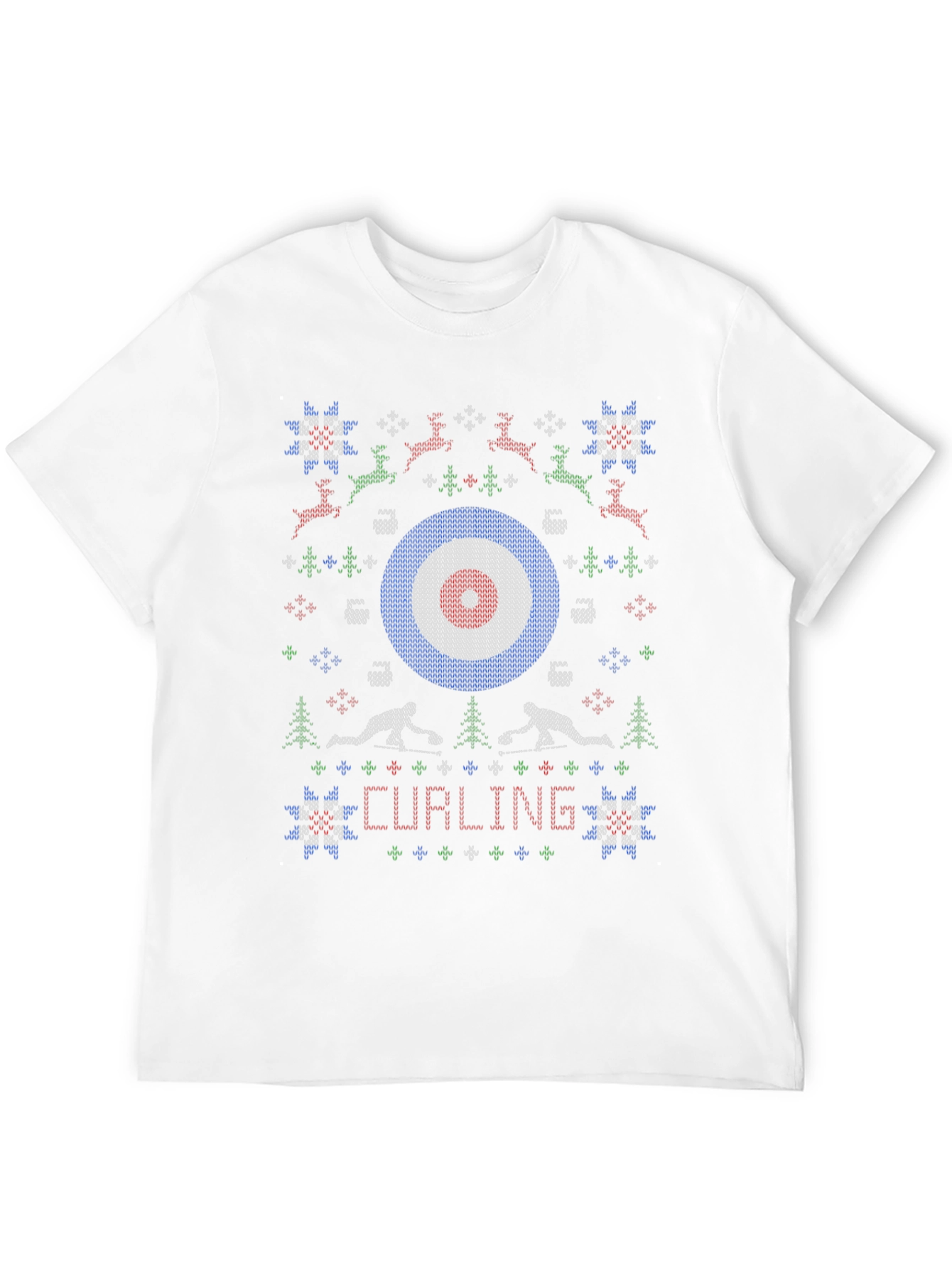 Camiseta Negra Navideña con Diseño de Curling