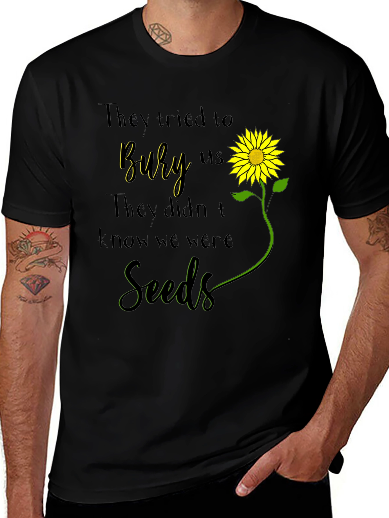 Camiseta con Diseño de Girasol y Frase Motivacional