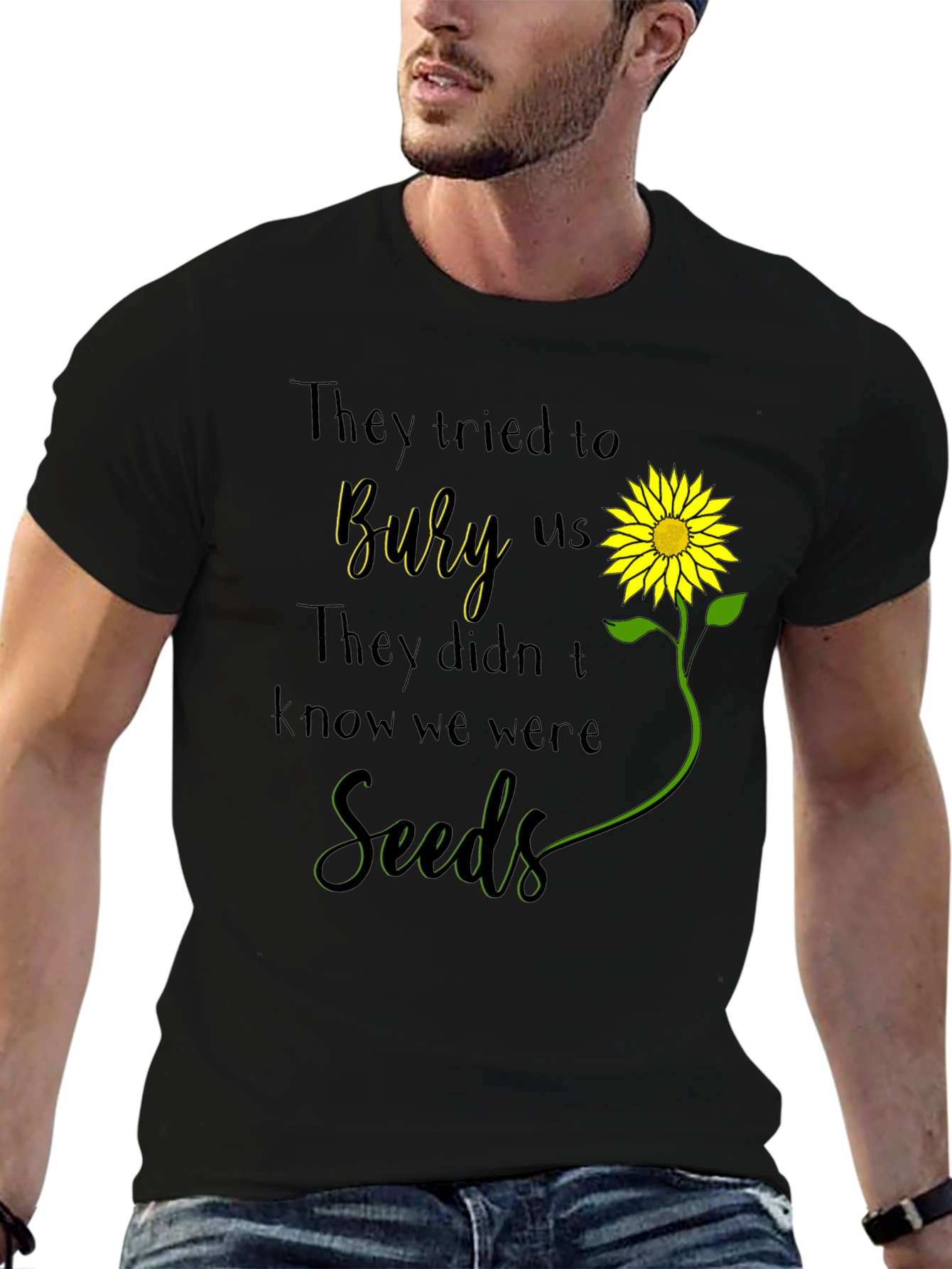 Camiseta con Diseño de Girasol y Frase Motivacional