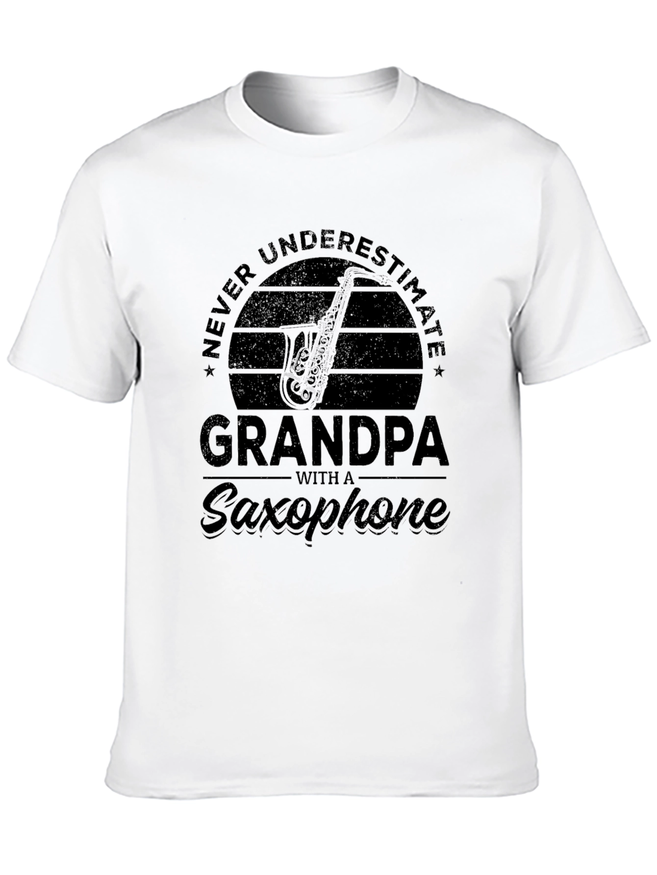 Camiseta Negra: Nunca Subestimes al Abuelo Saxofonista