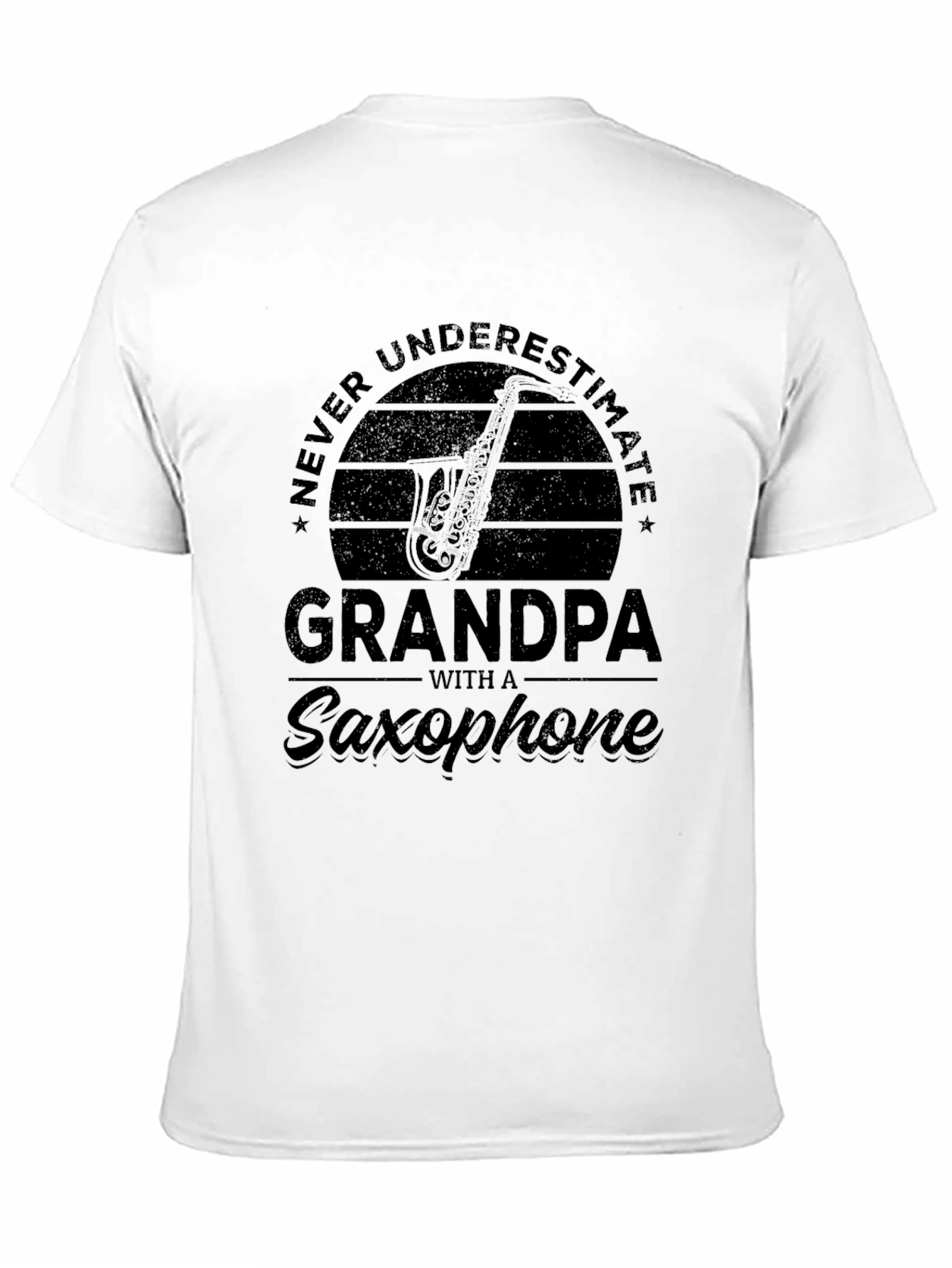 Camiseta Negra: Nunca Subestimes al Abuelo Saxofonista