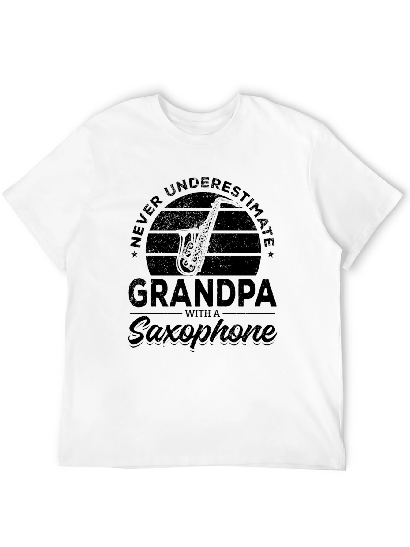 Camiseta Negra: Nunca Subestimes al Abuelo Saxofonista