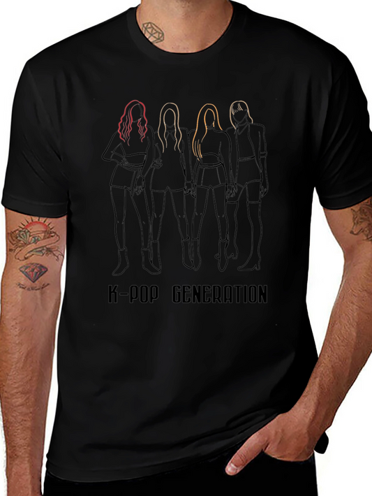 Camiseta Negra K-Pop Generation Estampada