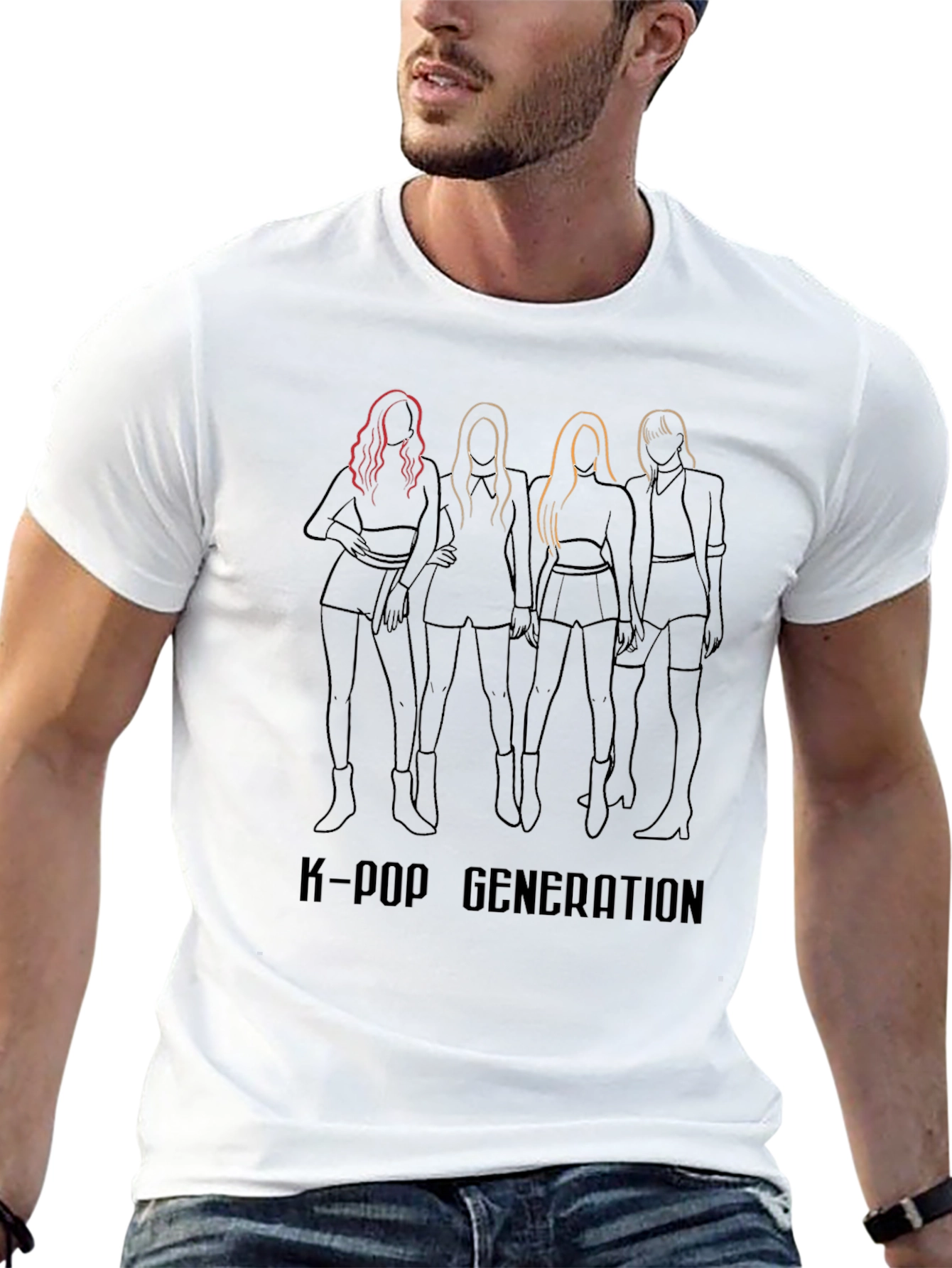 Camiseta Negra K-Pop Generation Estampada
