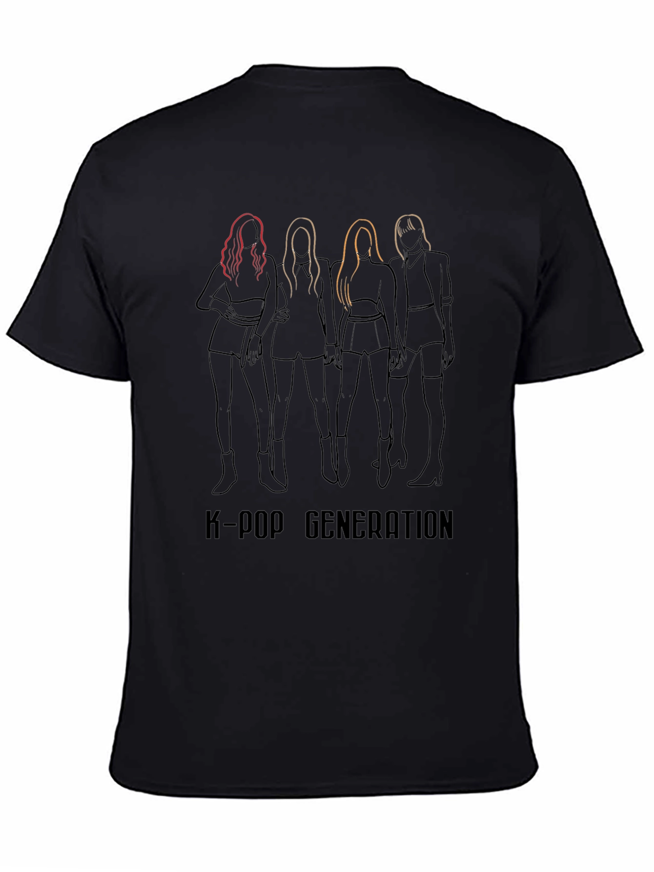 Camiseta Negra K-Pop Generation Estampada