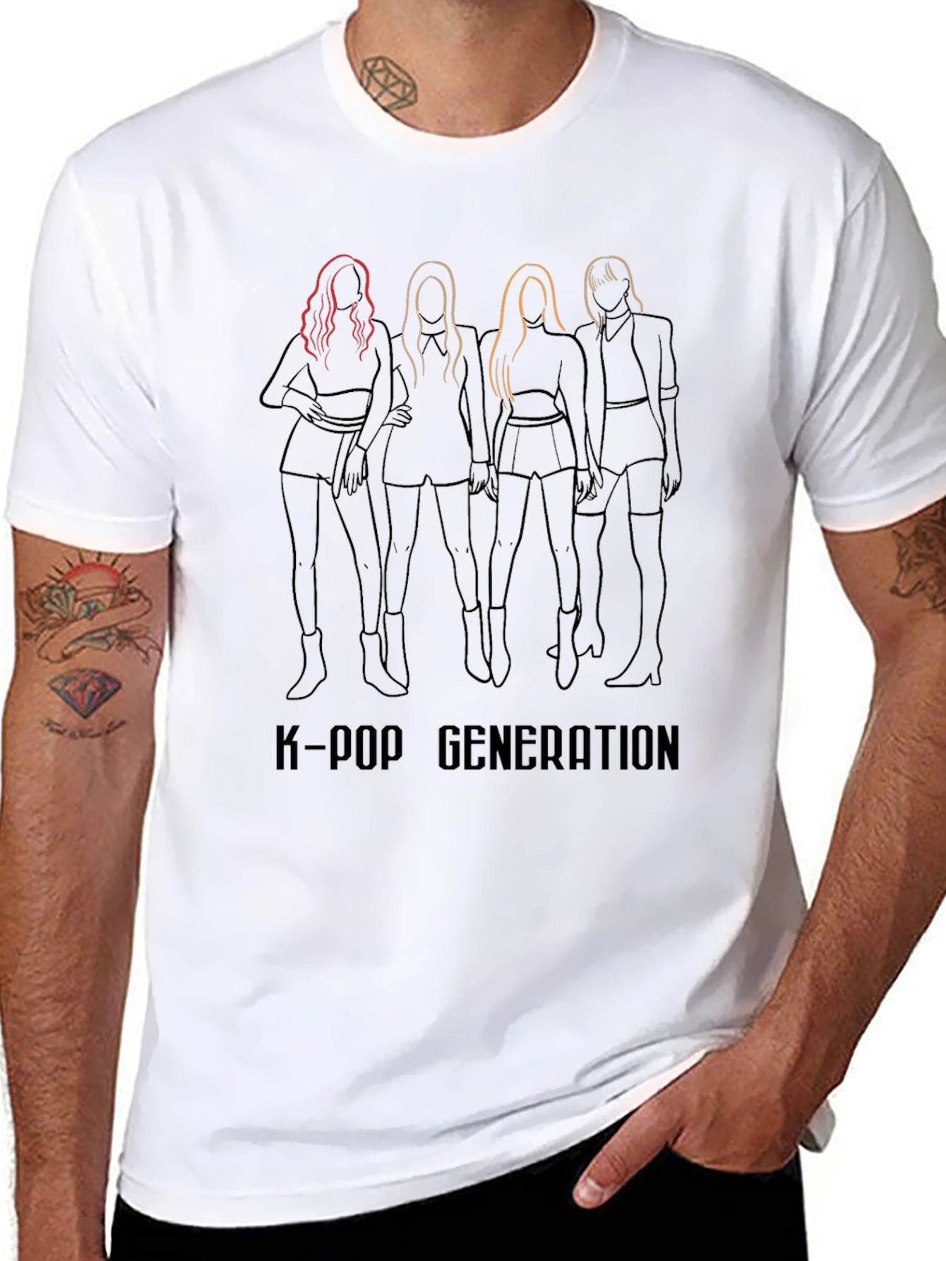 Camiseta Negra K-Pop Generation Estampada