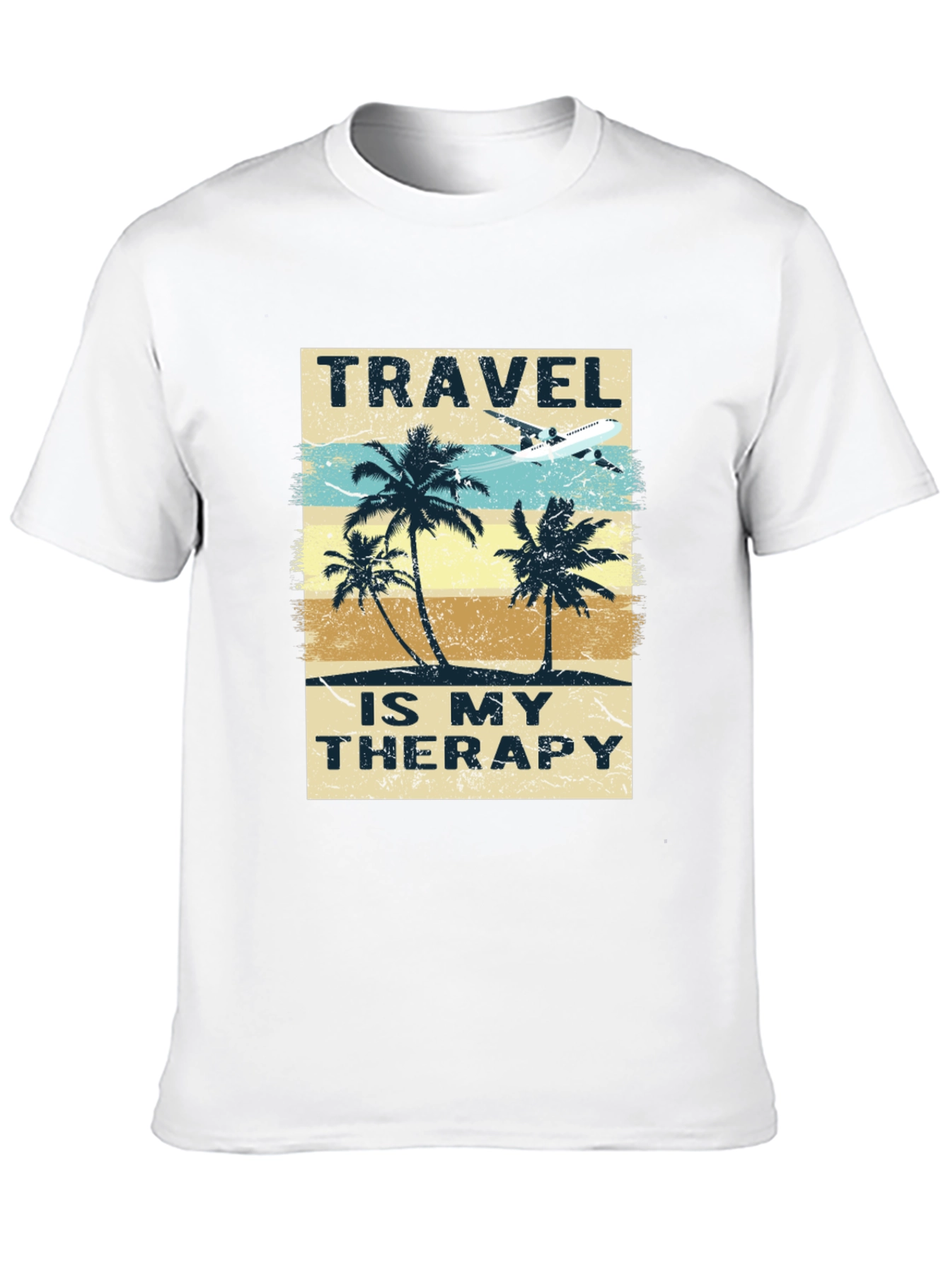 Camiseta Negra con Diseño de Viaje Terapia